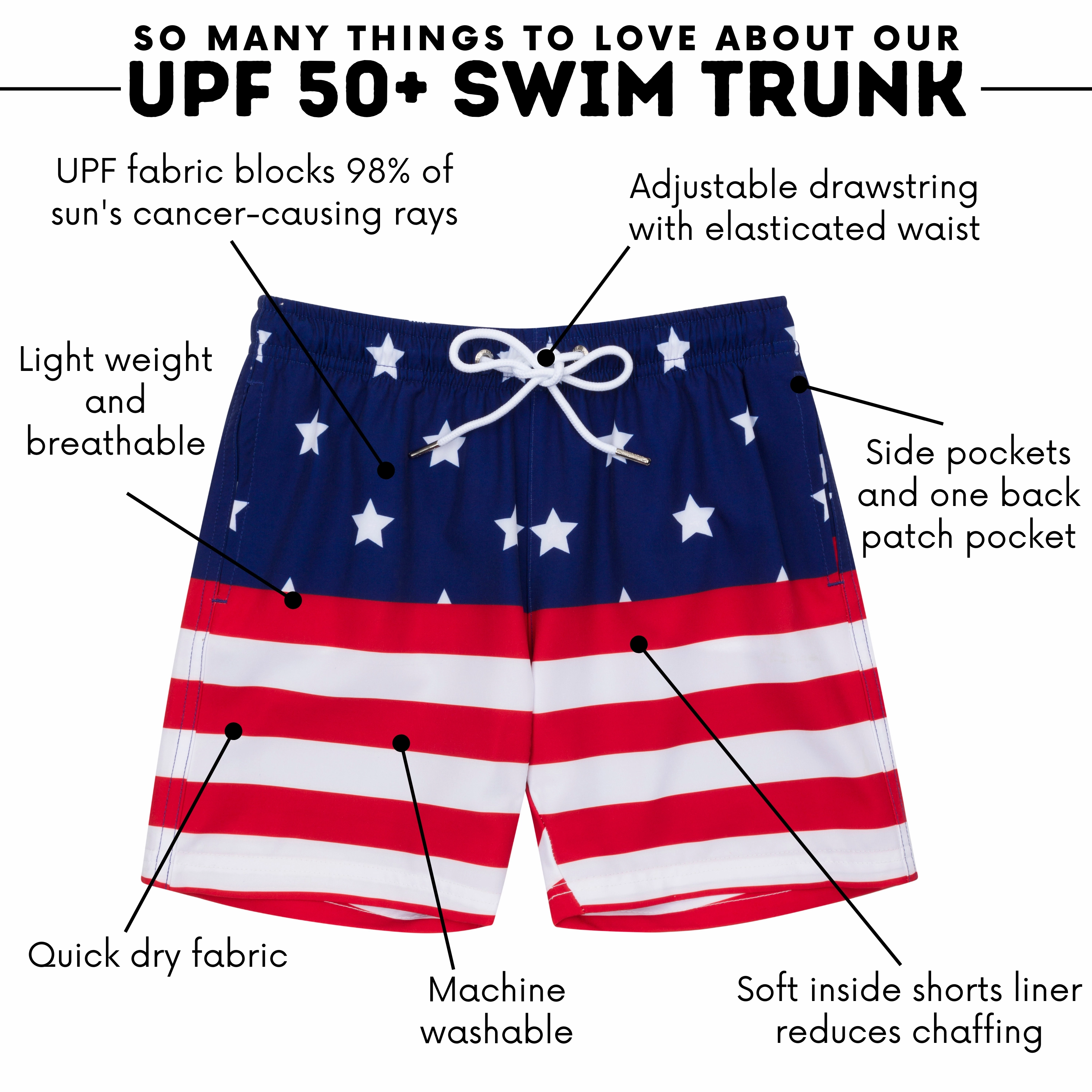 Boys Swim Trunks Boxer Brief Liner (sizes 6-14) | Americana"