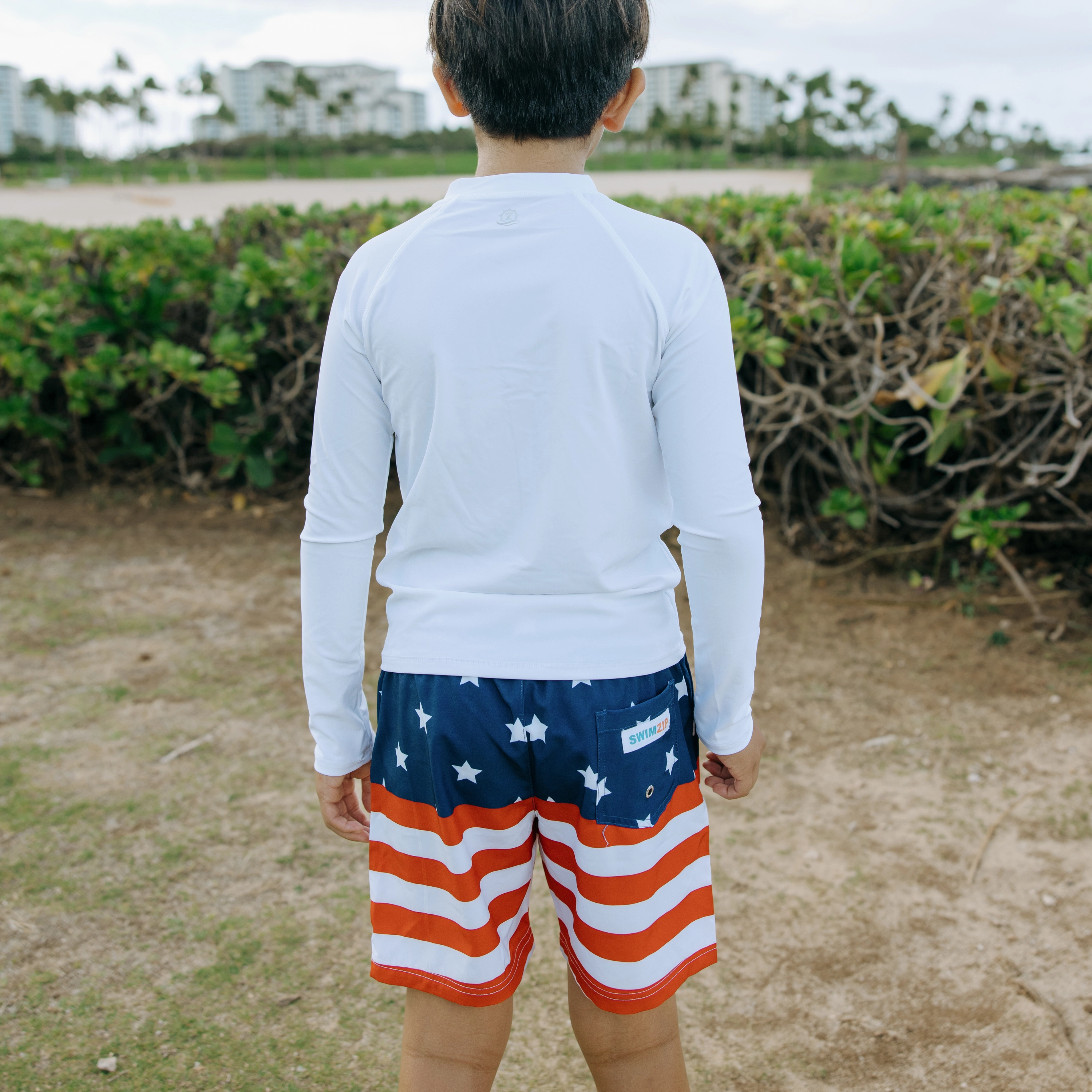 Boys Swim Trunks Boxer Brief Liner (sizes 6-14) | Americana"