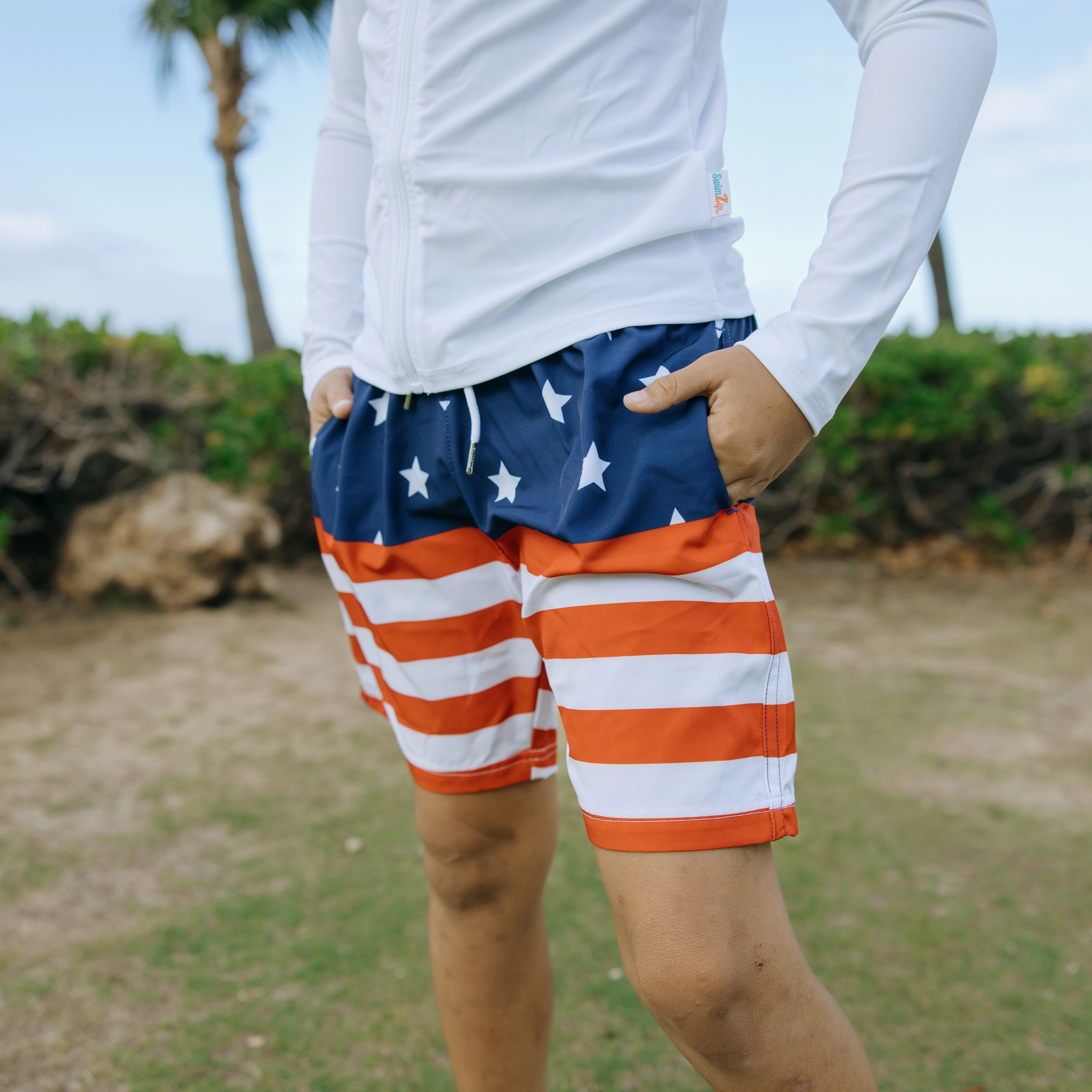 Boys Swim Trunks Boxer Brief Liner (sizes 6-14) | Americana"