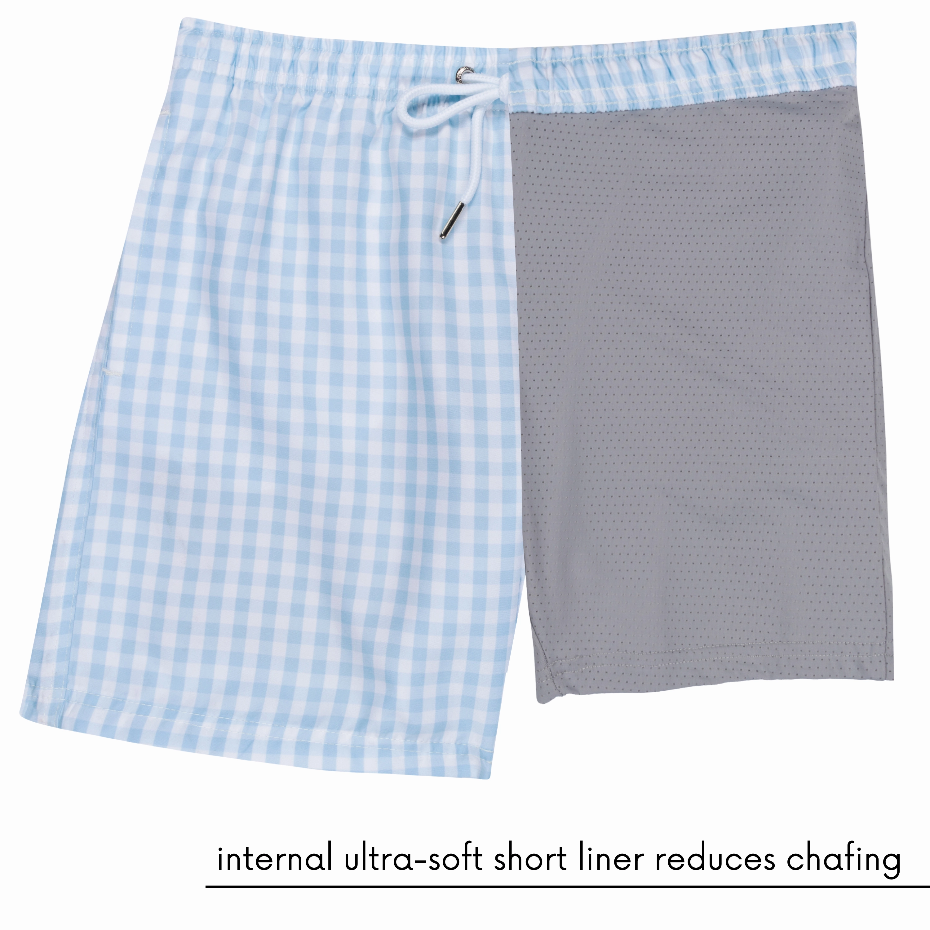 Boys Swim Trunks Boxer Brief Liner (sizes 6-14) | Blue Gingham"