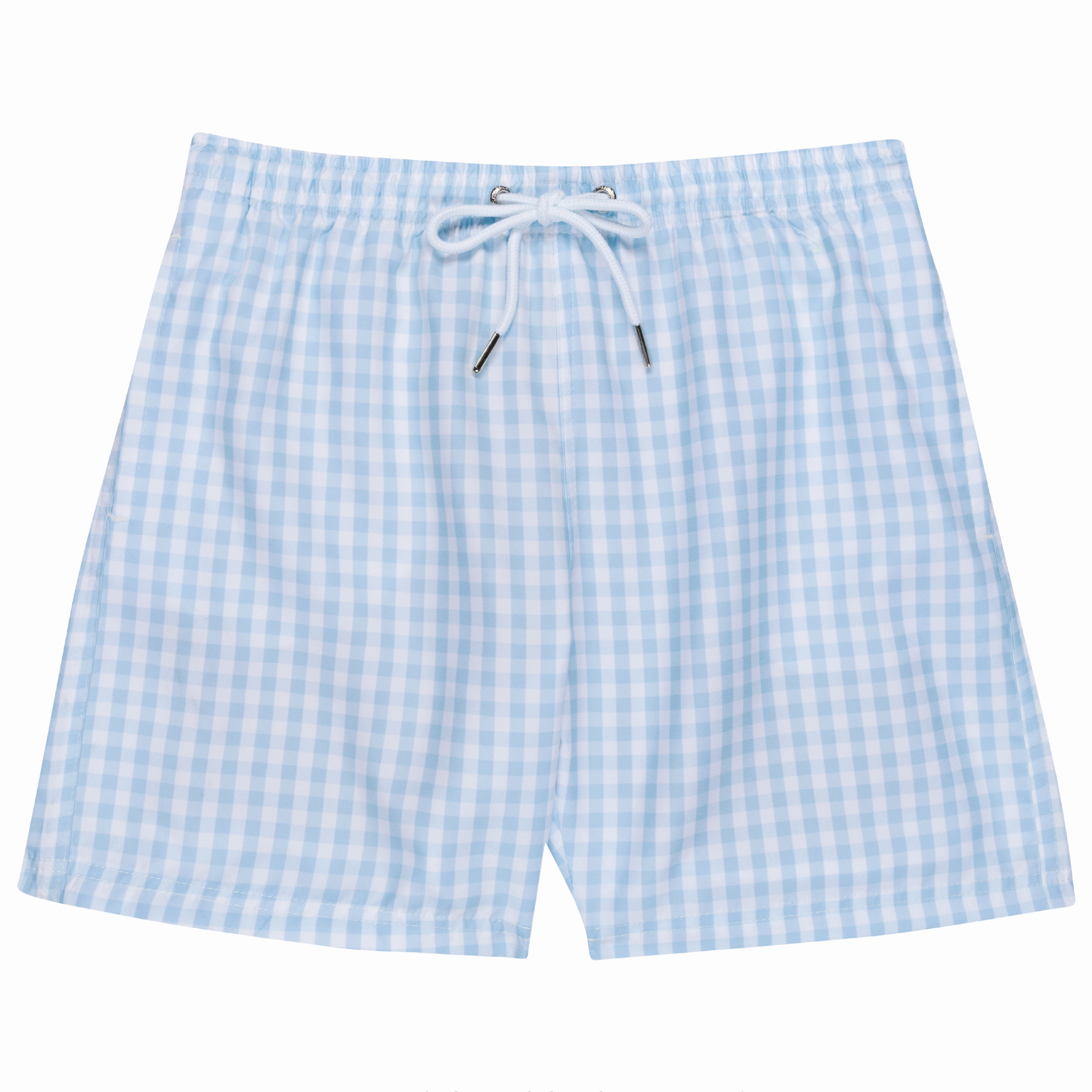 Boys Swim Trunks Boxer Brief Liner (sizes 6-14) | Blue Gingham"