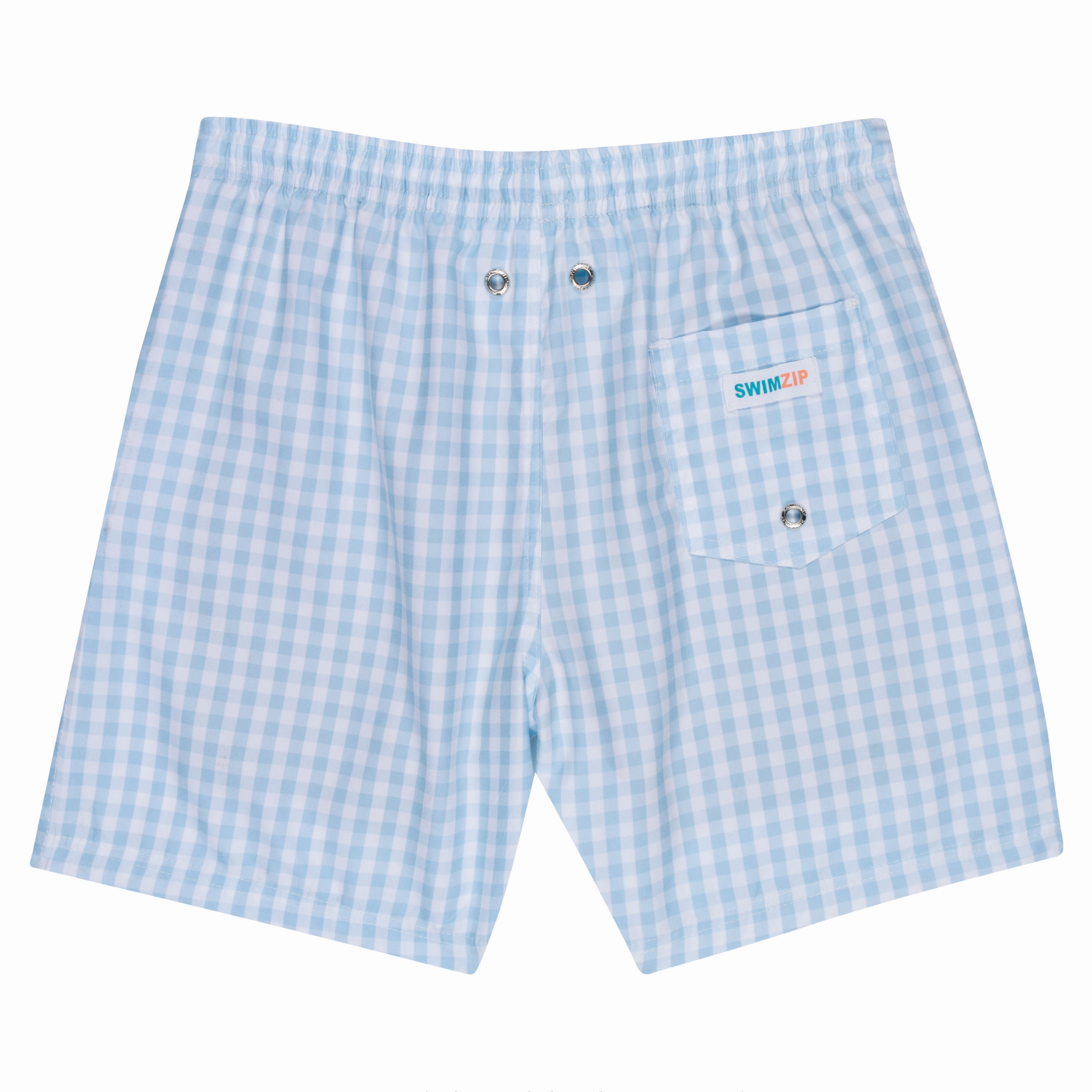 Boys Swim Trunks Boxer Brief Liner (sizes 6-14) | Blue Gingham"