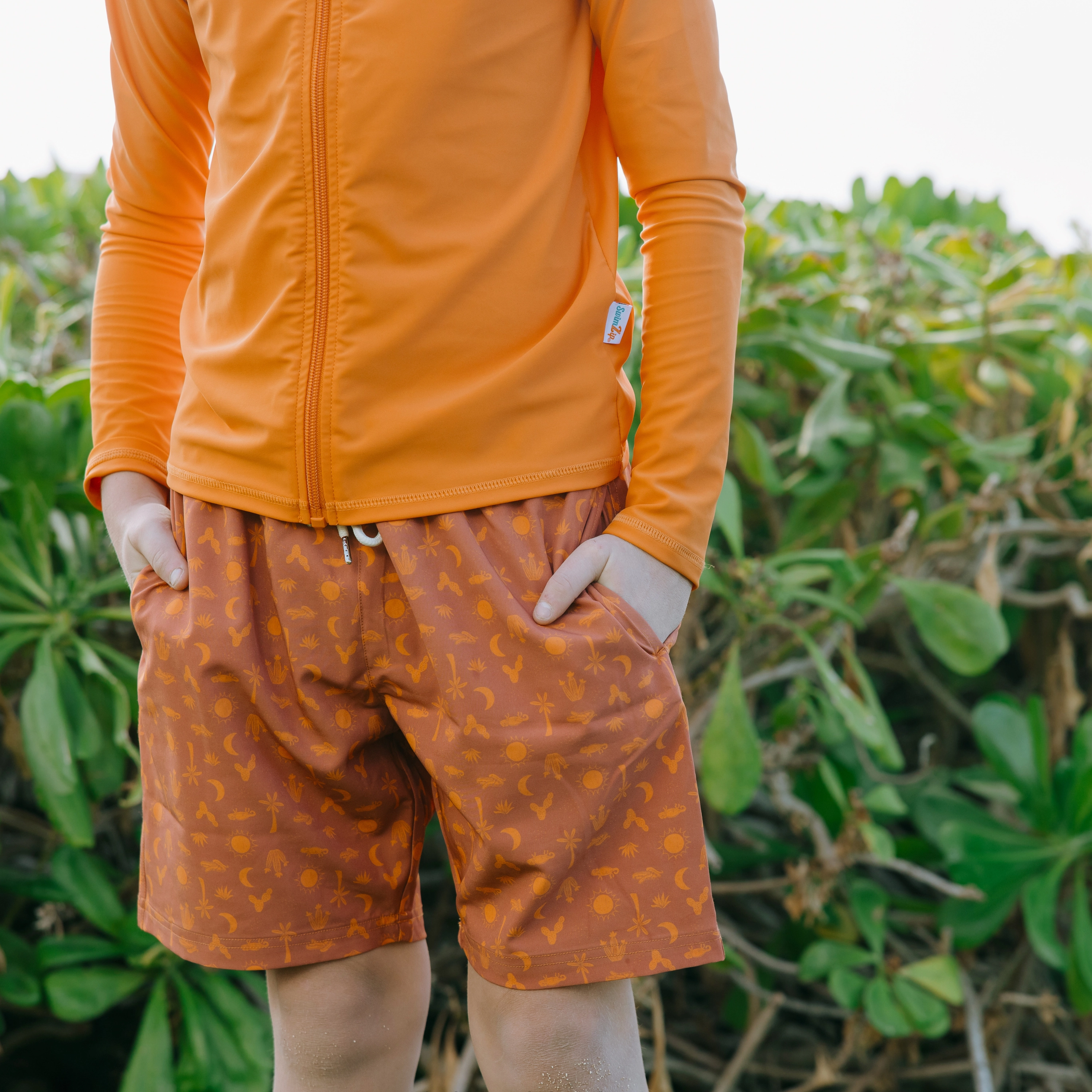 Boys Swim Trunks Boxer Brief Liner (sizes 6-14) | Desert"