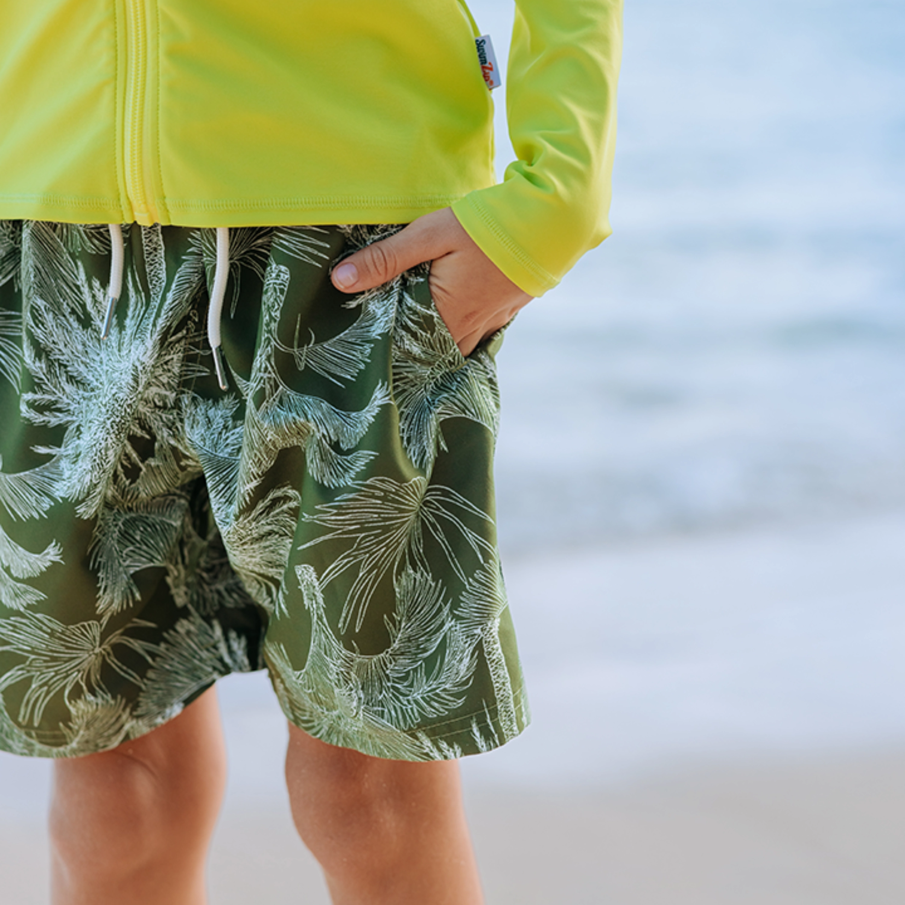 Boys Swim Trunks Boxer Brief Liner (sizes 6-14) | Hawaiian Rainforest"