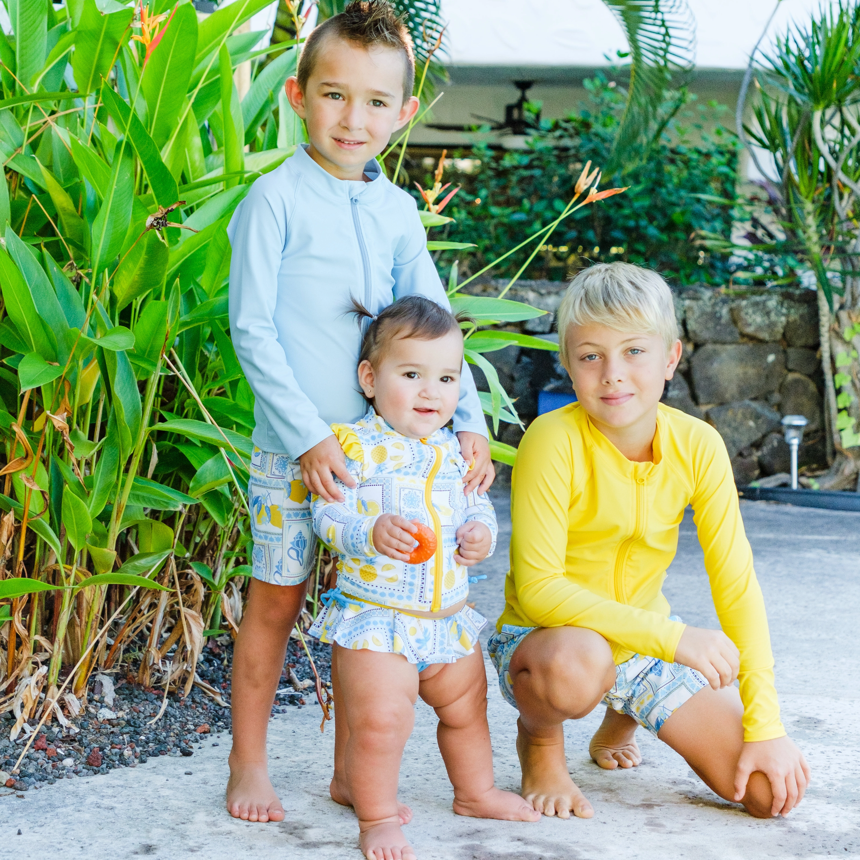 Boys Swim Trunks Boxer Brief Liner (sizes 6-14) | Mediterranean Lemons"