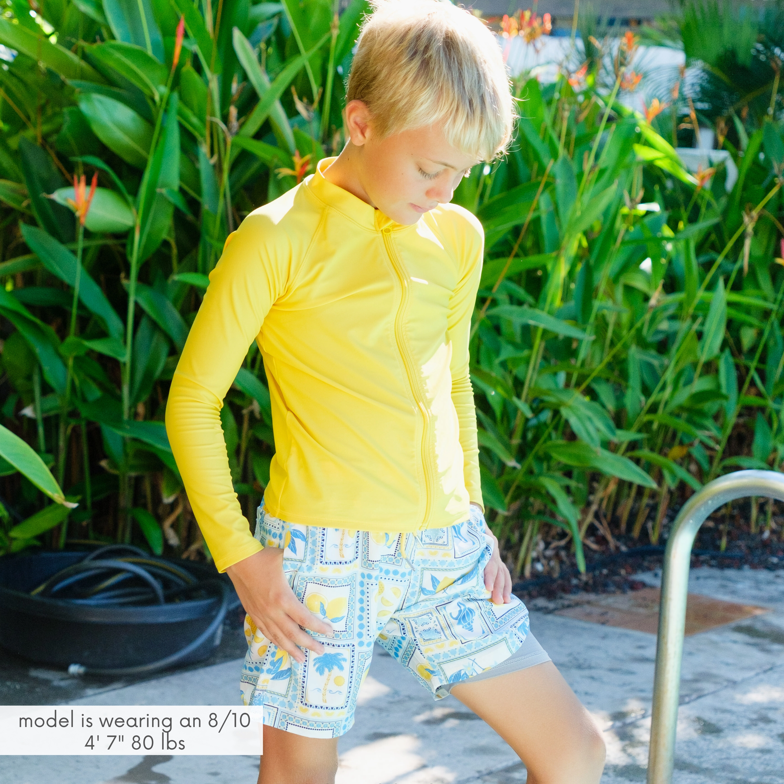 Boys Swim Trunks Boxer Brief Liner (sizes 6-14) | Mediterranean Lemons"