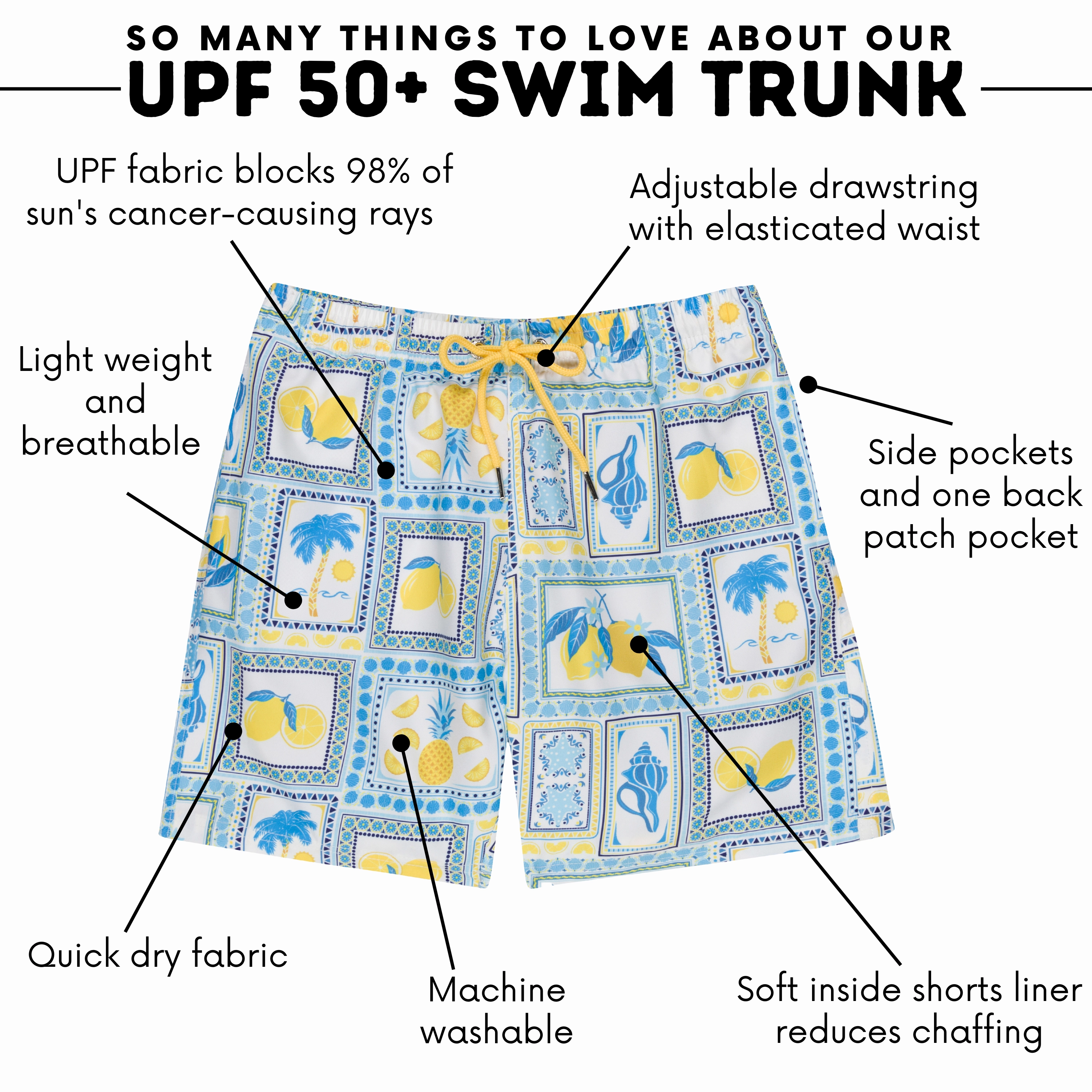 Boys Swim Trunks Boxer Brief Liner (sizes 6-14) | Mediterranean Lemons"