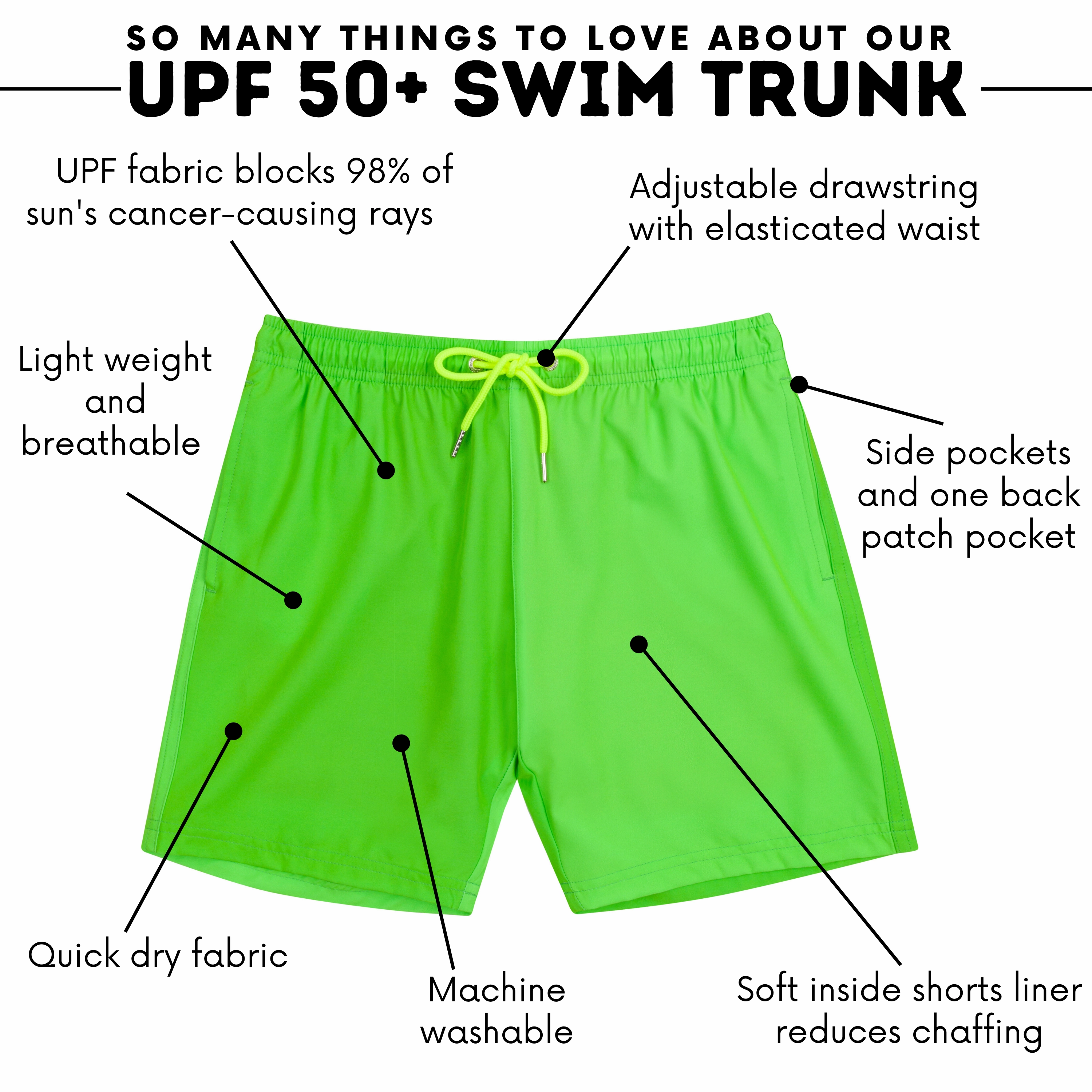 Boys Swim Trunks Boxer Brief Liner (sizes 6-14) | Neon Green"