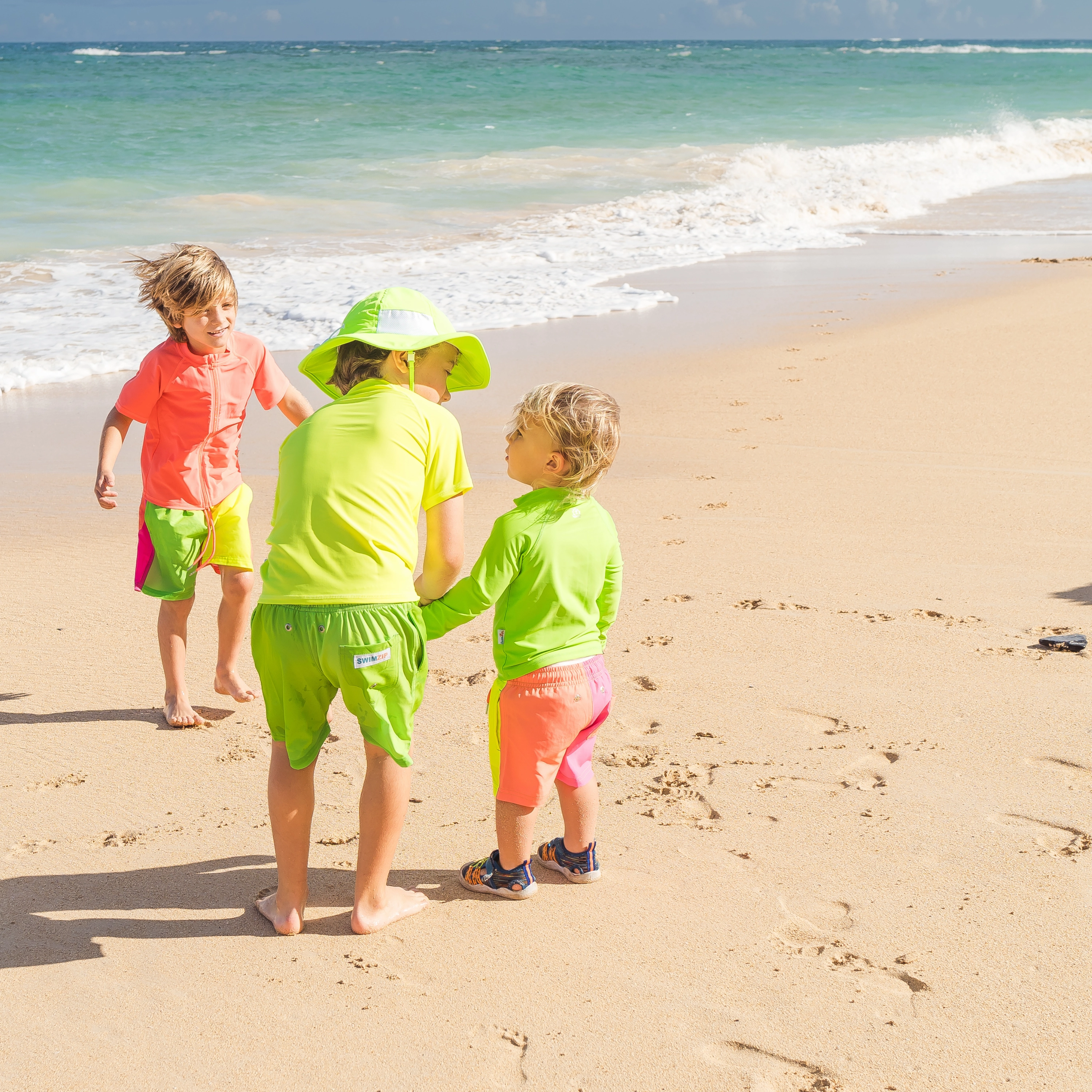 Boys Swim Trunks Boxer Brief Liner (sizes 6-14) | Neon Green"