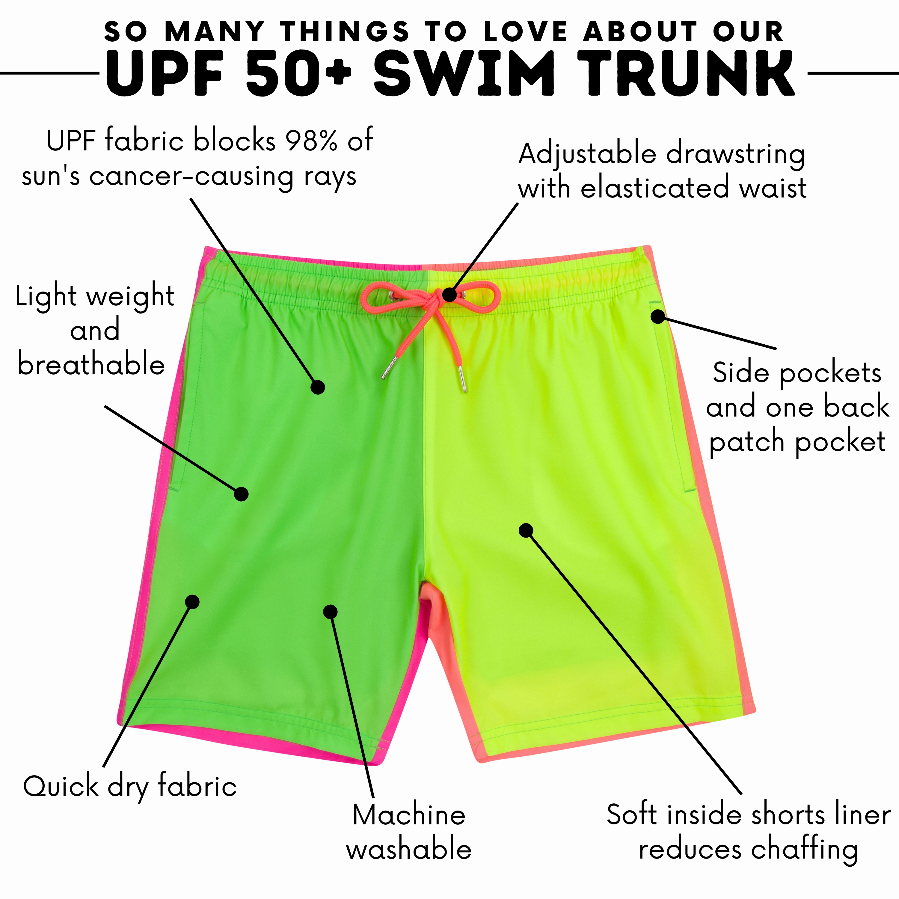 Boys Swim Trunks Boxer Brief Liner (sizes 6-14) | Neon Sunrise"
