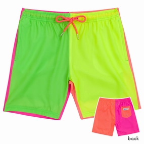 Boys Swim Trunks Boxer Brief Liner (sizes 6-14) | Neon Sunrise"