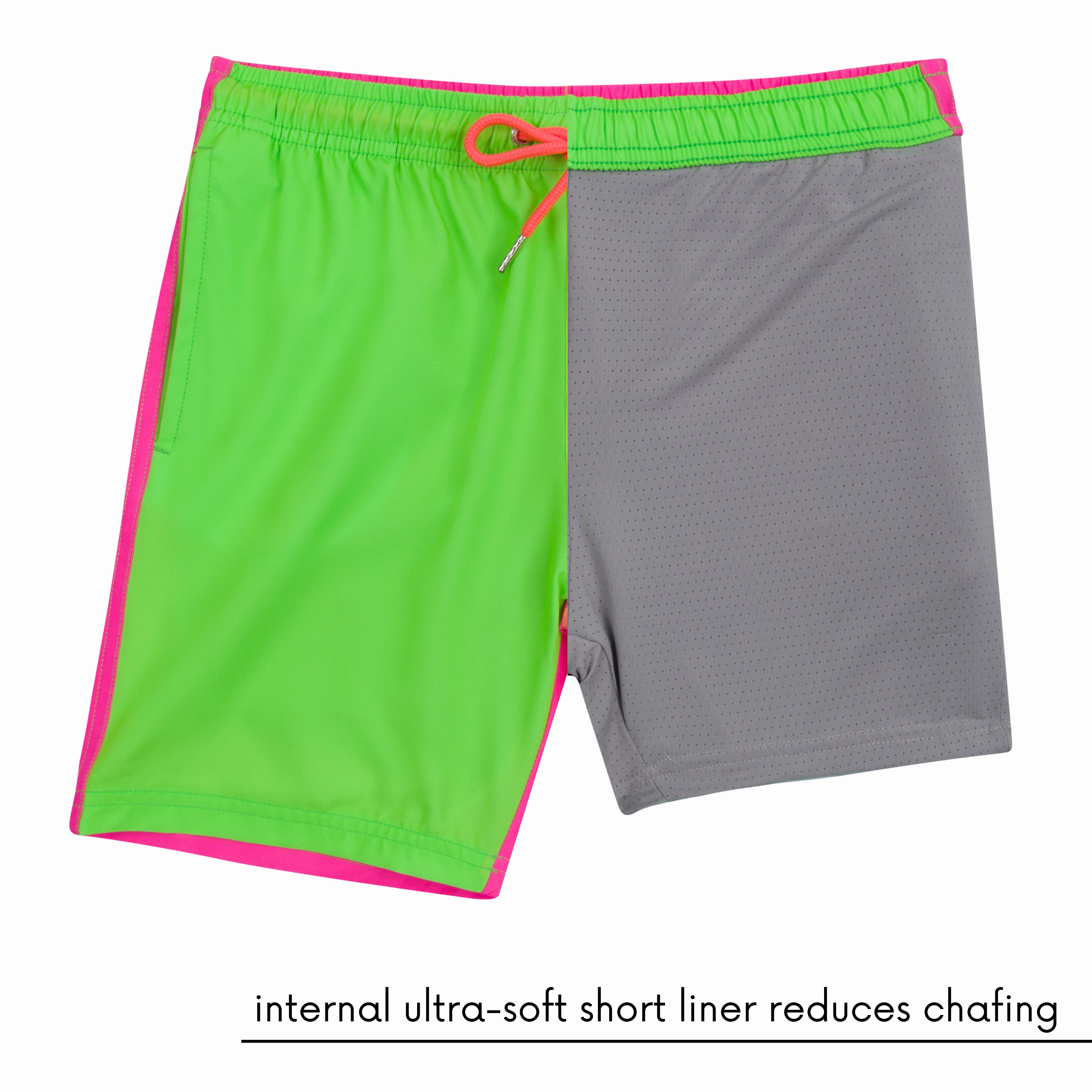 Boys Swim Trunks Boxer Brief Liner (sizes 6-14) | Neon Sunrise"