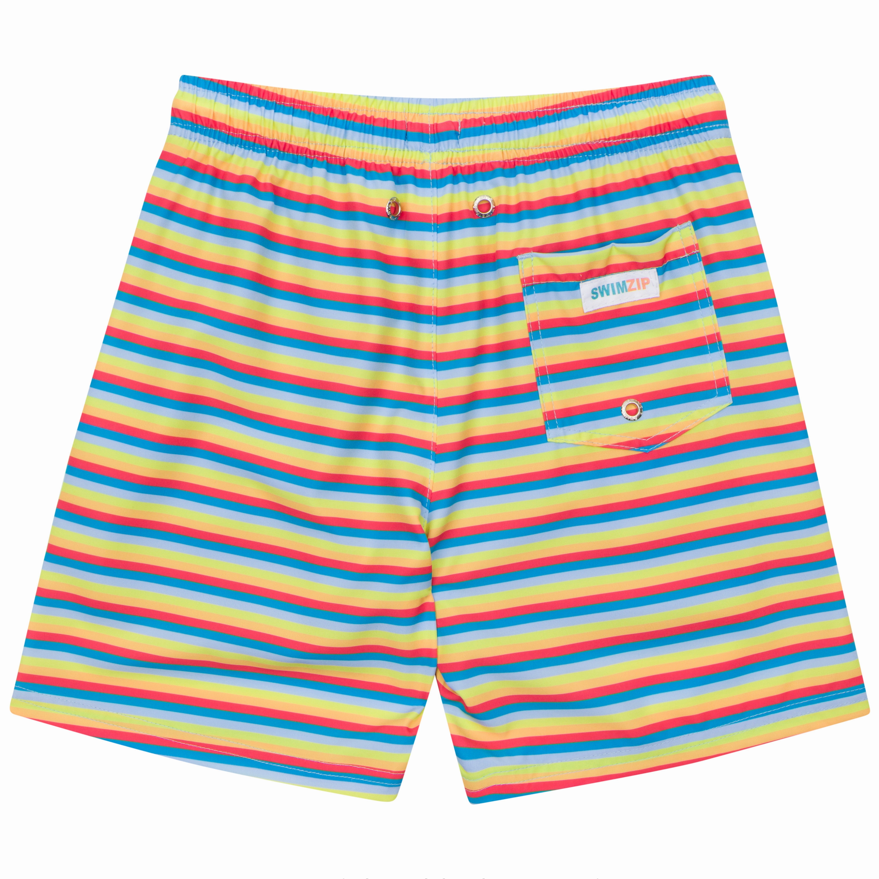 Boys Swim Trunks Boxer Brief Liner (sizes 6-14) | Sunny Stripe"