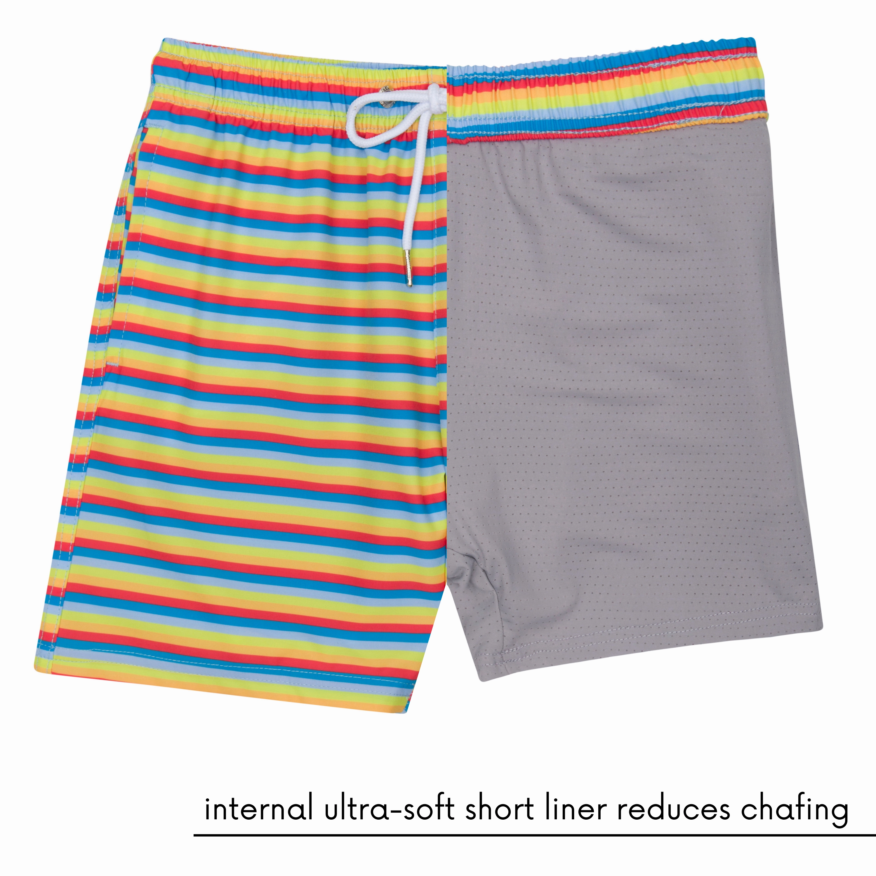 Boys Swim Trunks Boxer Brief Liner (sizes 6-14) | Sunny Stripe"