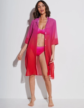 Brasil Midi Beach Shirt - Flower Pink