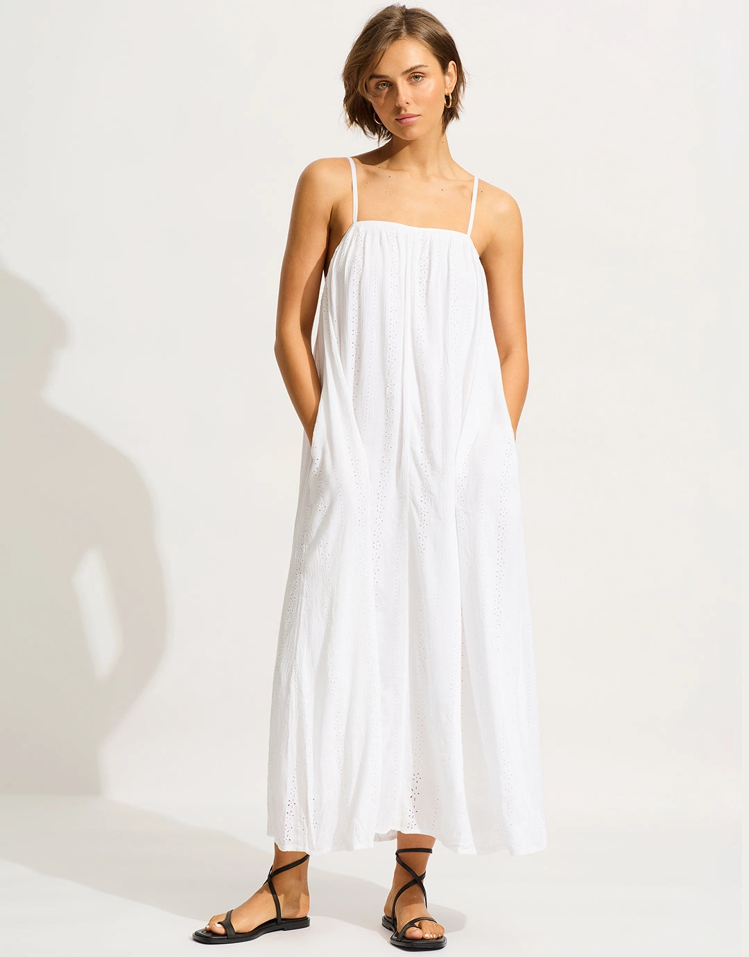 Broderie Maxi Dress - White