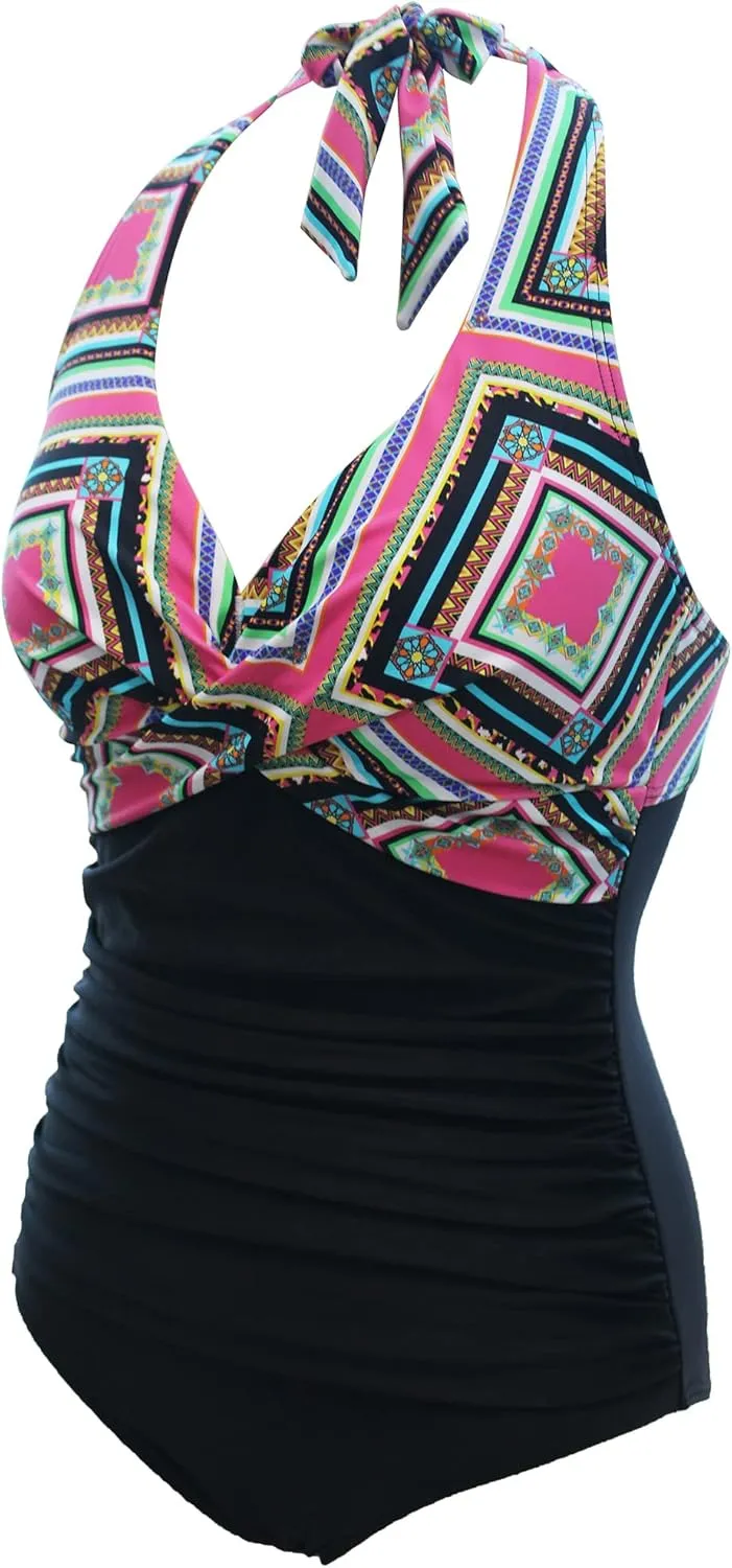 bslingerie Women 1950S Retro Vintage Push Up Monokini One Piece Swimsuit
