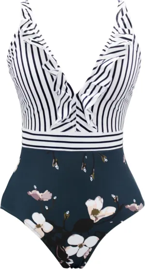 bslingerie Women 1950S Retro Vintage Push Up Monokini One Piece Swimsuit