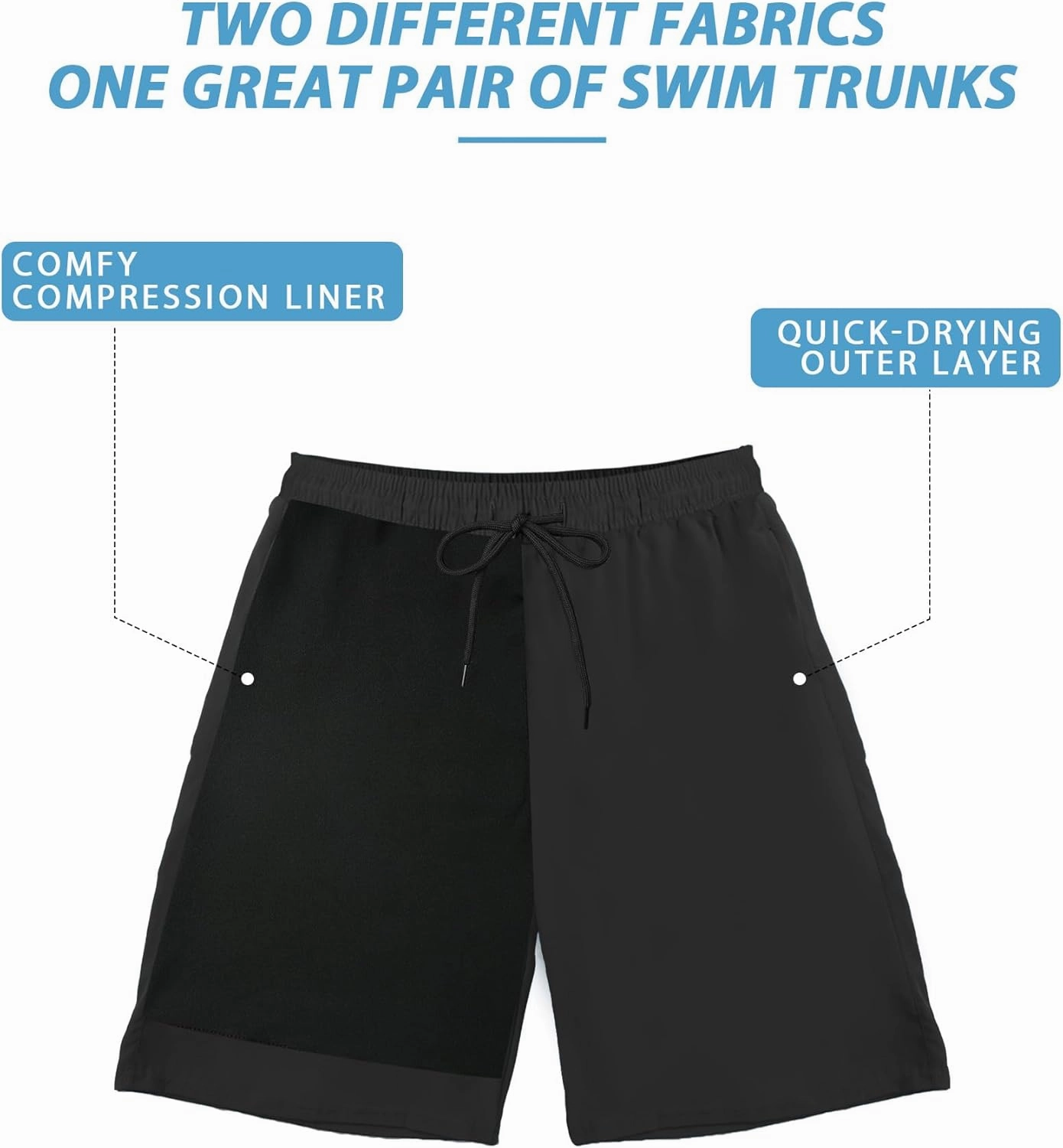 Buauty Mens Swim Trunks with Compression Liner 7 Inch Inseam Quick Dry Swim Shorts Mens Swimsuit Board Shorts with Pockets