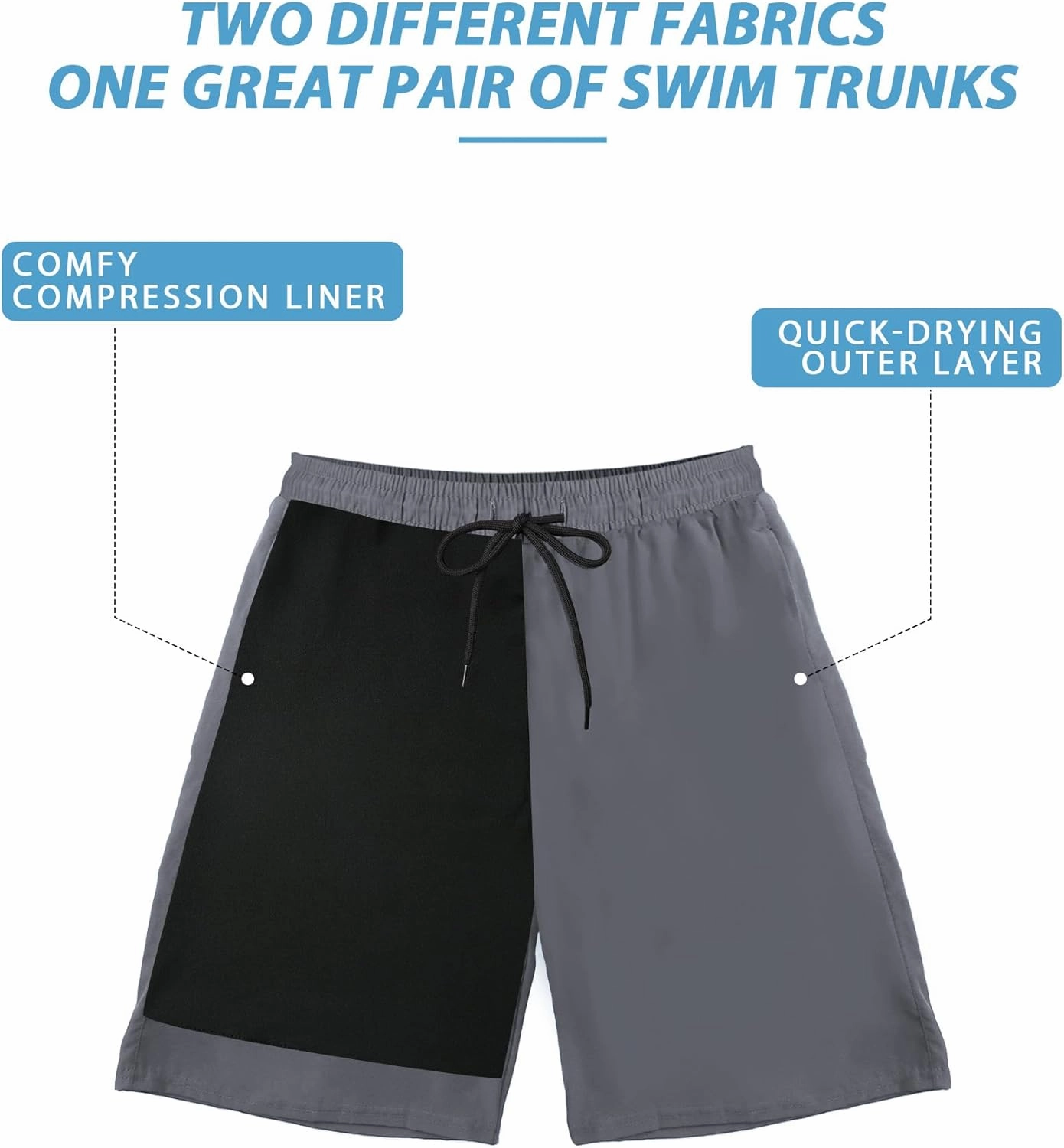 Buauty Mens Swim Trunks with Compression Liner 7 Inch Inseam Quick Dry Swim Shorts Mens Swimsuit Board Shorts with Pockets