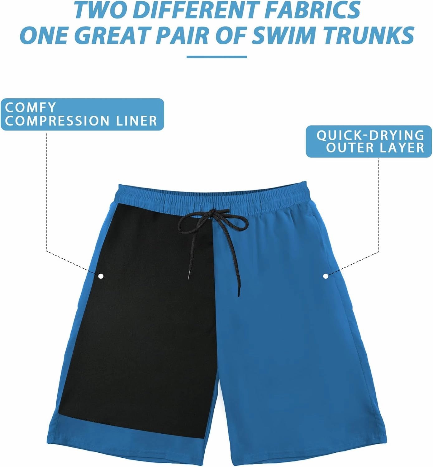 Buauty Mens Swim Trunks with Compression Liner 7 Inch Inseam Quick Dry Swim Shorts Mens Swimsuit Board Shorts with Pockets