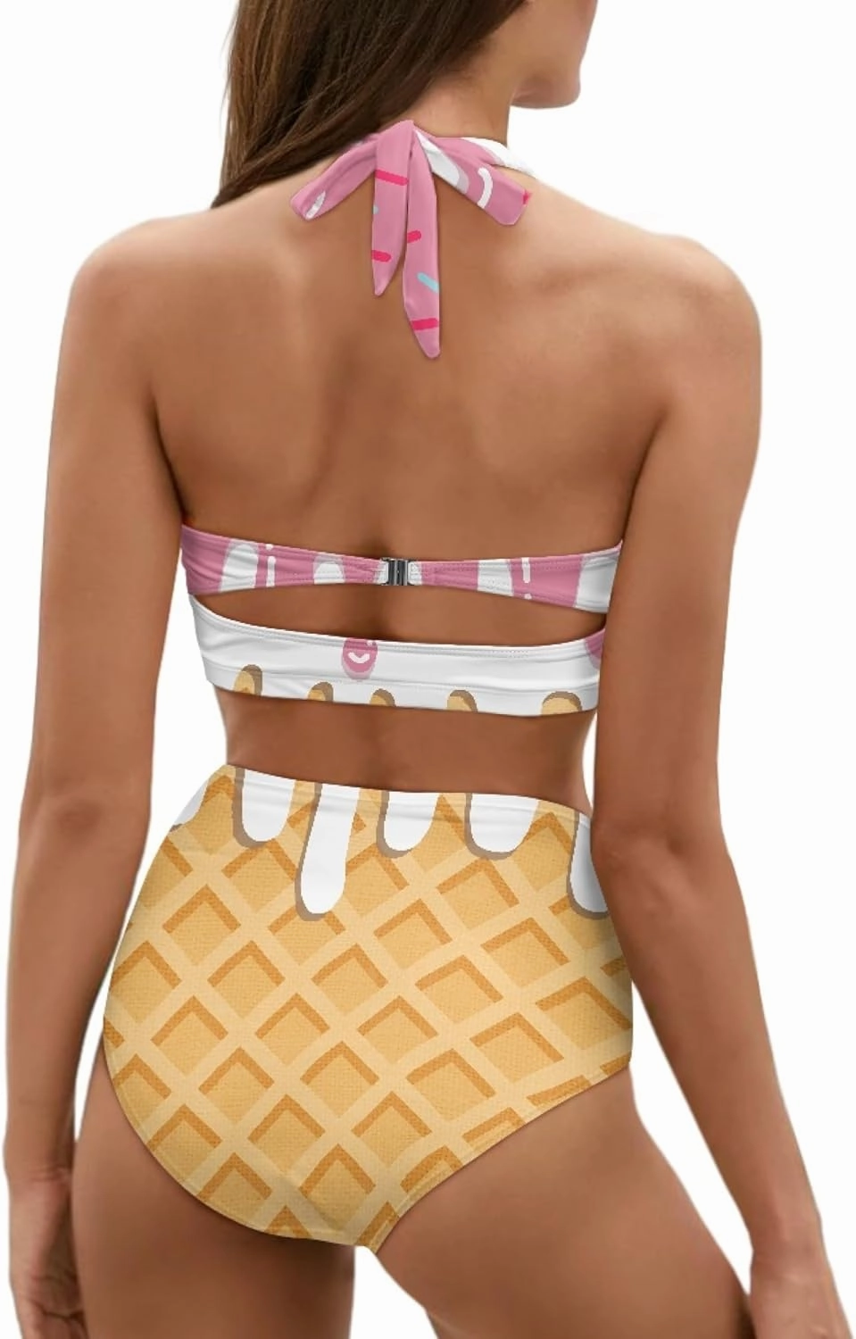 Butterfly Women's Retro Ruched Ruffle High Waist Bikini Set, Flag Tankini Swimsuits Tummy Control Swimwear