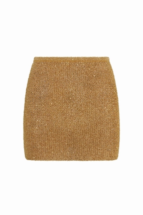 Cartagena Micro Skirt - Antique Gold Sequin Knit