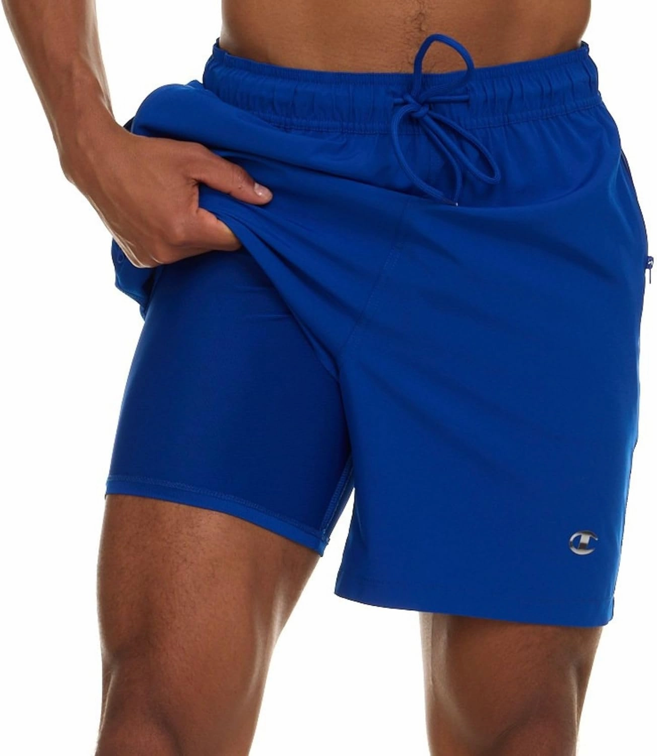 Champion Mens Swim Trunks with Compression Liner, 2 in 1 Mens Bathing Suit Shorts, 7 Inch Inseam Board Shorts for Swimming