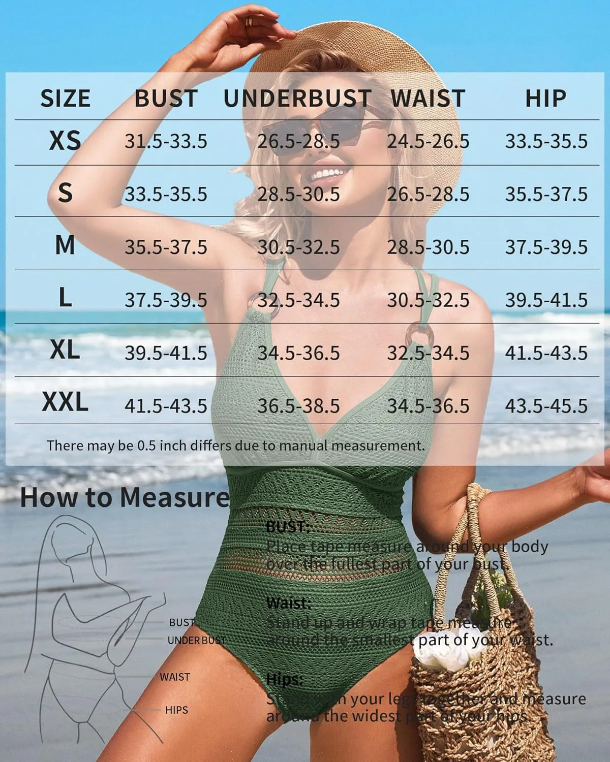 Charmo Crochet One Piece Swimsuits for Women V Neck Strappy Bathing Suit Hollow Out Monokini Swimwear