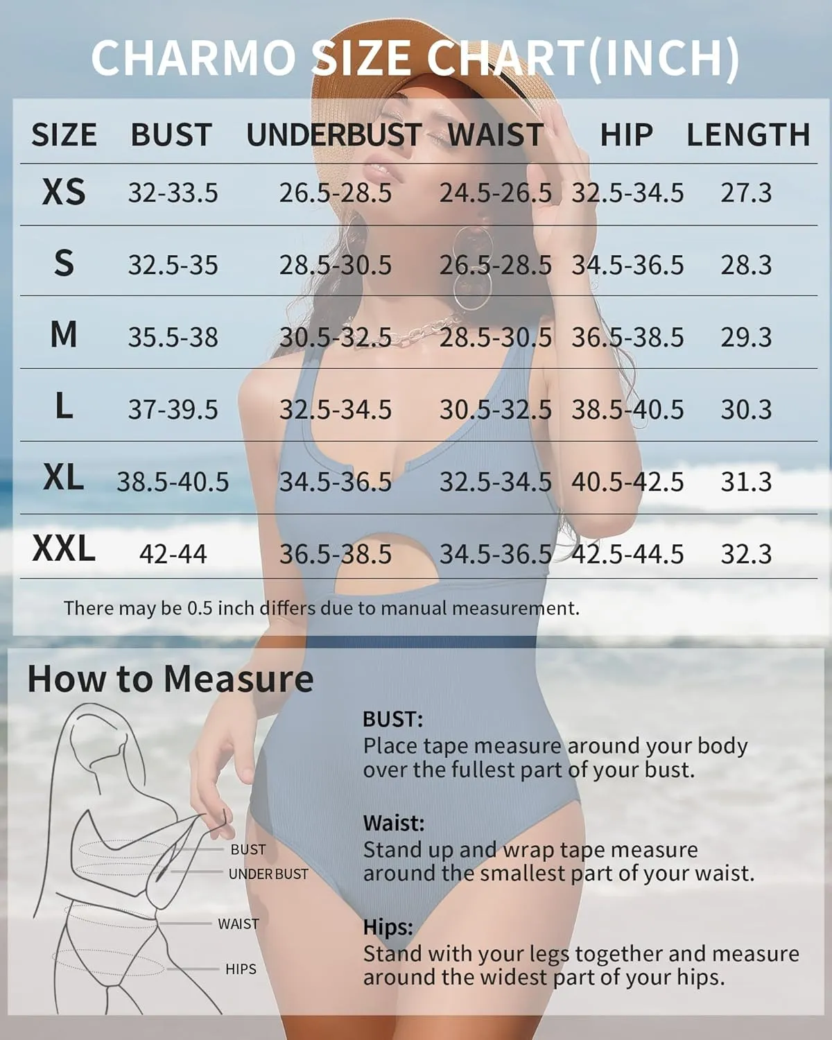 Charmo Ribbed One Piece Swimsuits for Women Cutout Scoop Neck Bathing Suit High Cut Padded Monokini