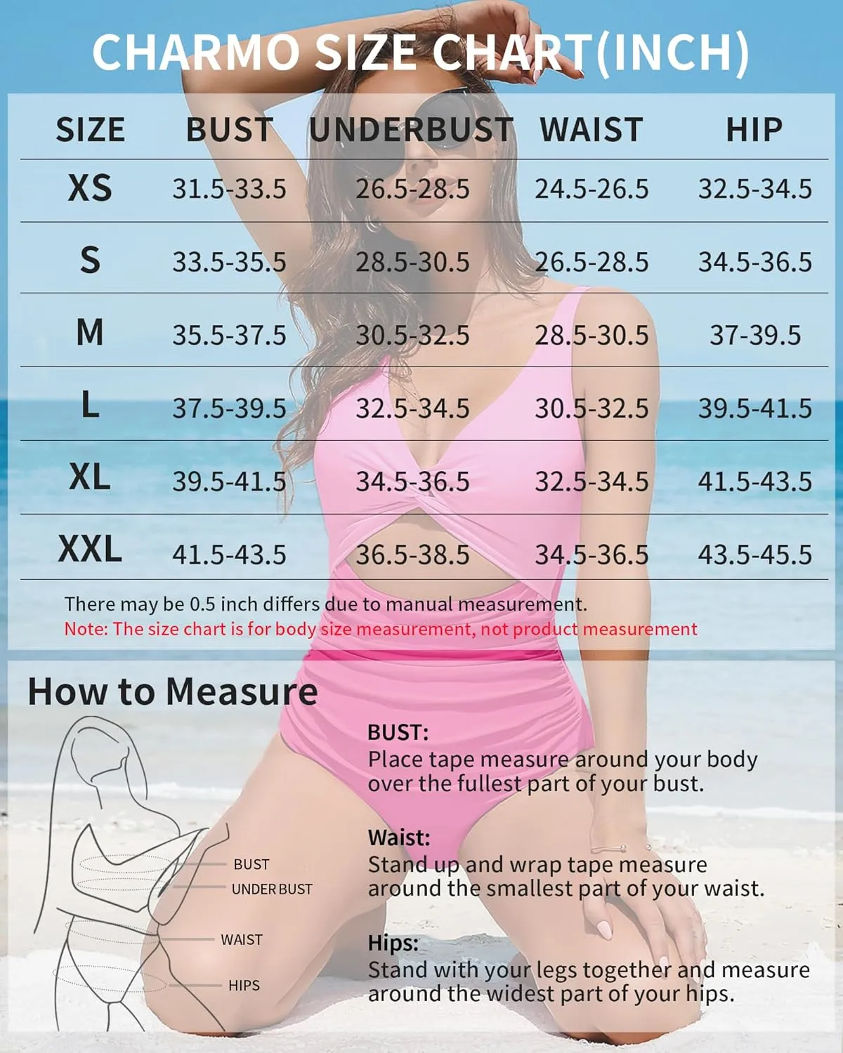 Charmo Womens One Piece Swimsuit Ruched Tummy Control High Cut Backless V Neck Bathing Suits Swimwear