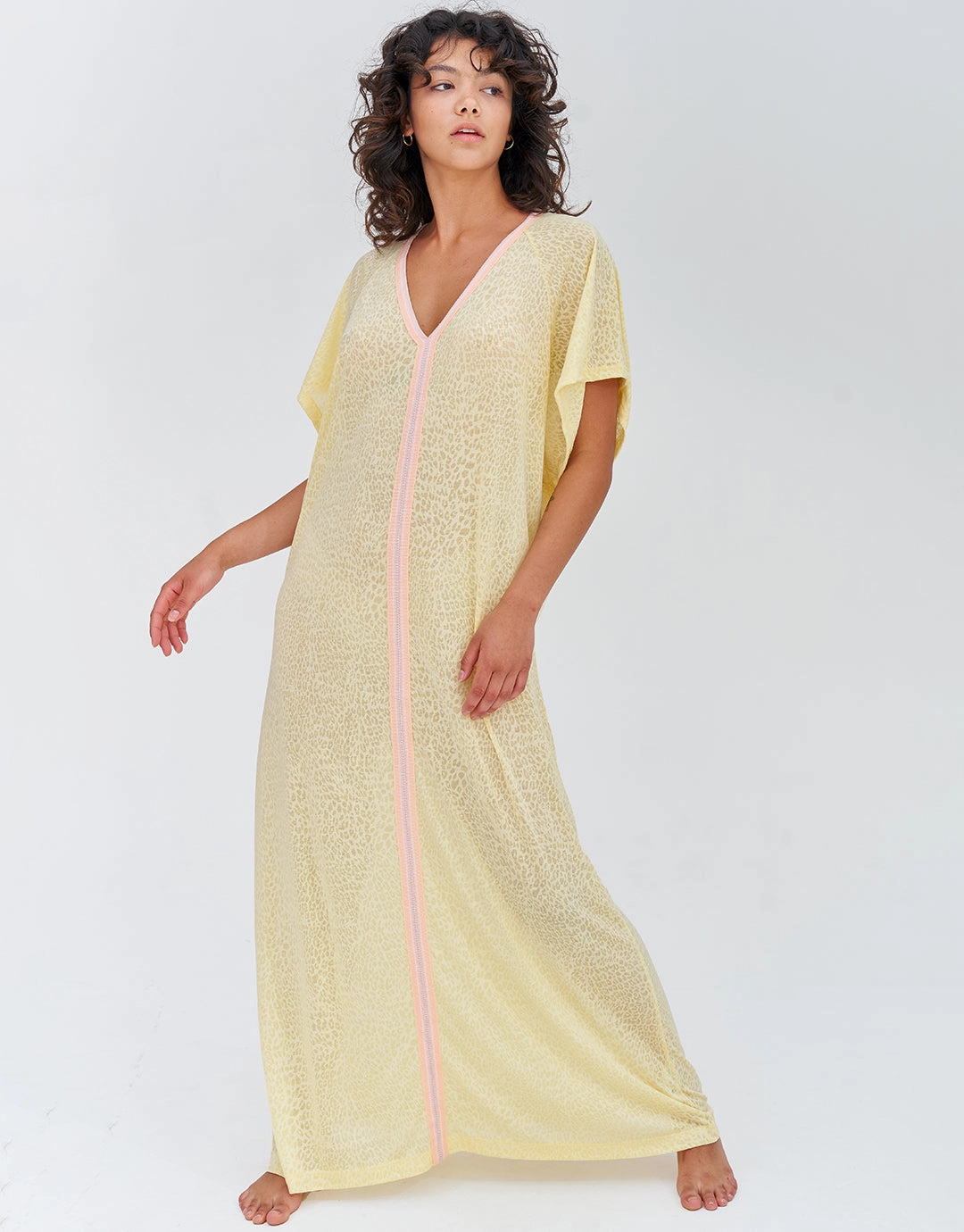 Cheetah Inca Abaya - Soft Lemon