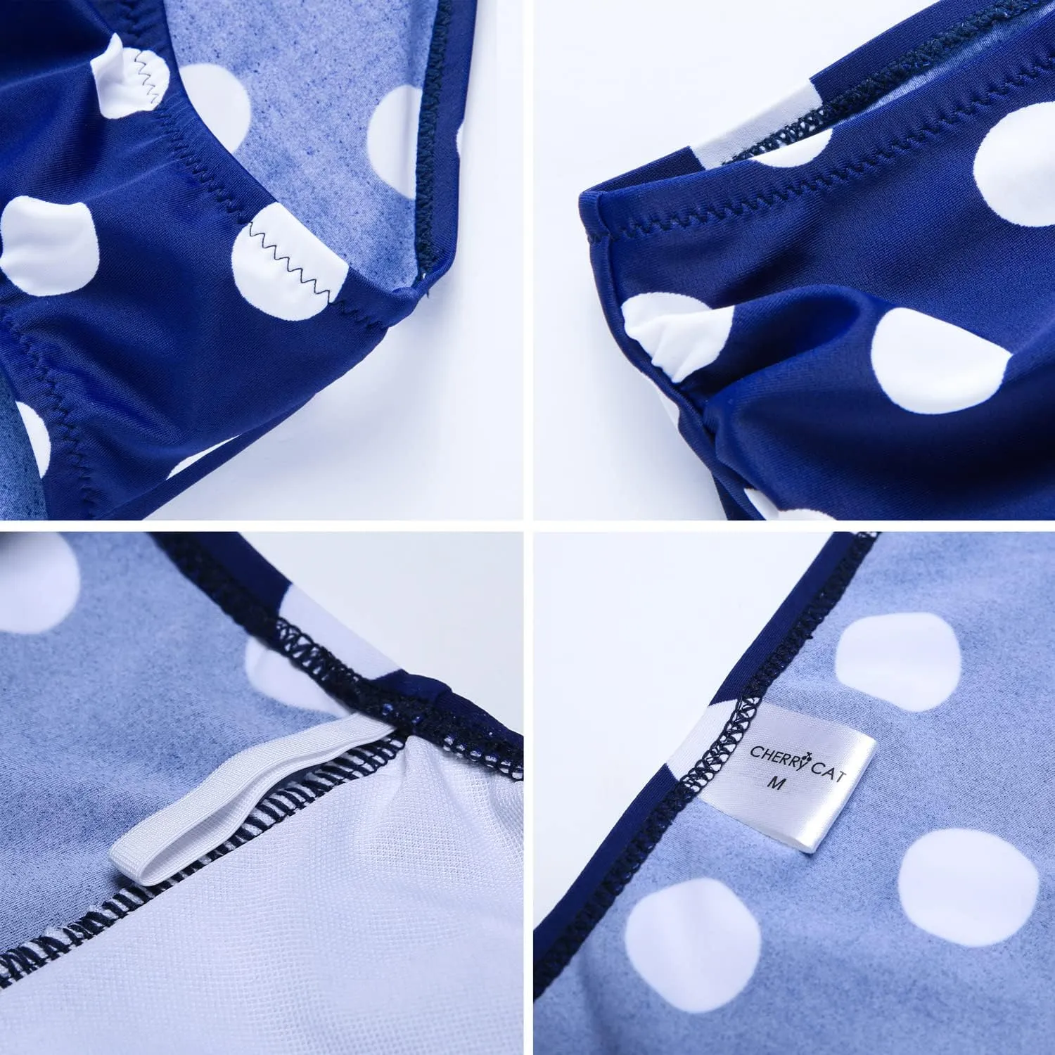 CHERRY CAT Womens Vintage Retro Polka High Waisted Underwire Bikini Two Piece Swimsuits