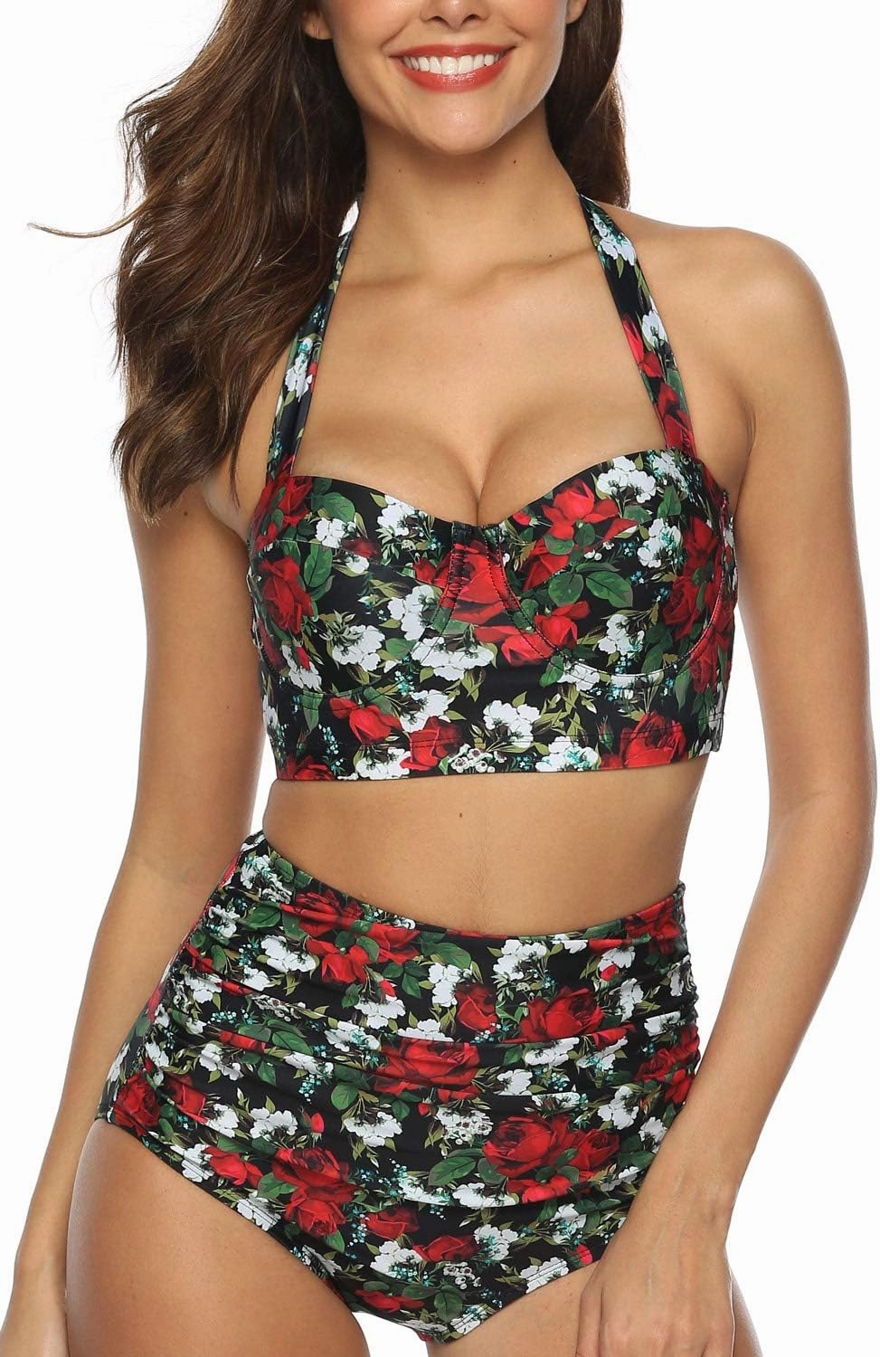CHERRY CAT Womens Vintage Retro Polka High Waisted Underwire Bikini Two Piece Swimsuits