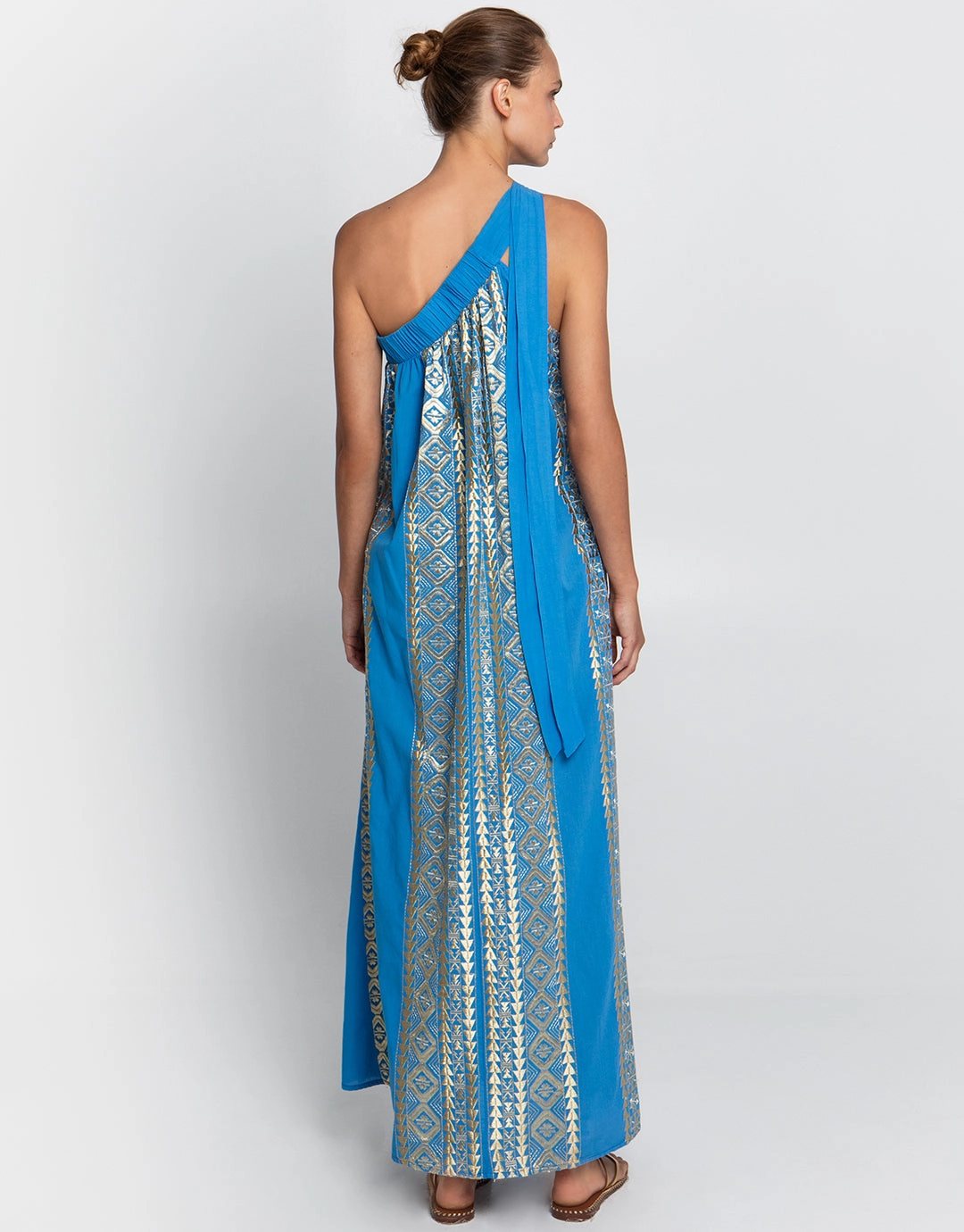 Classic Triangle Asymmetrical Maxi Dress - Blue Raf and Gold