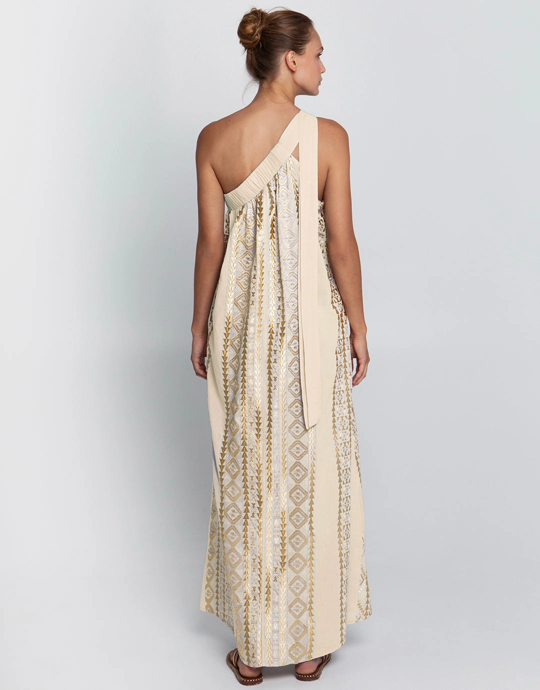 Classic Triangle Asymmetrical Maxi Dress - Natural and Gold