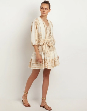 Classic Triangle Mini Dress - Natural and Gold
