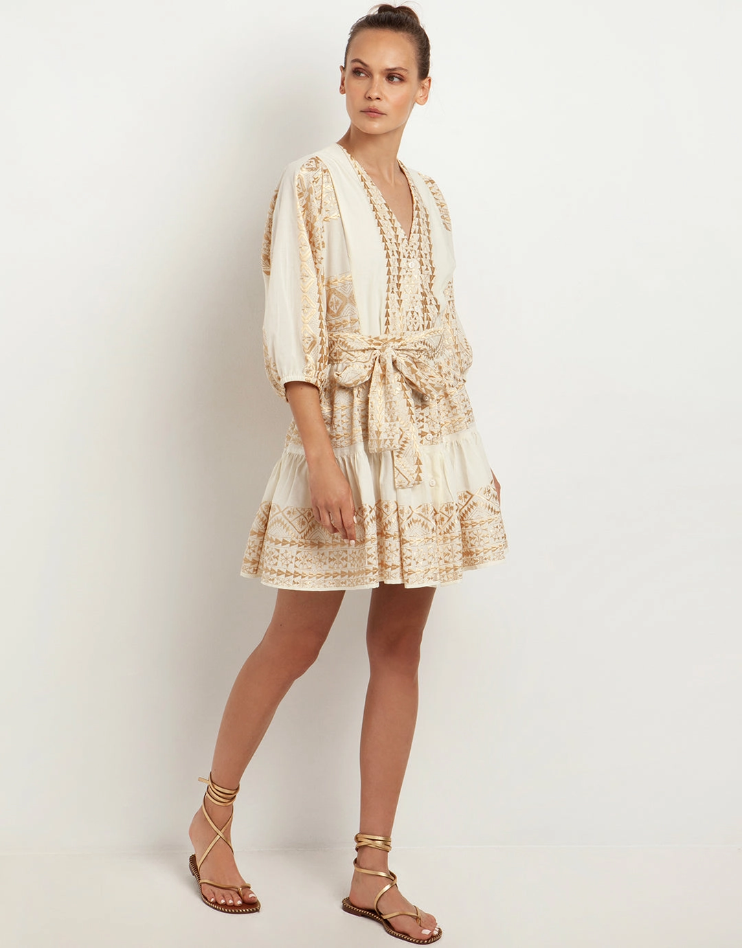 Classic Triangle Mini Dress - Natural and Gold