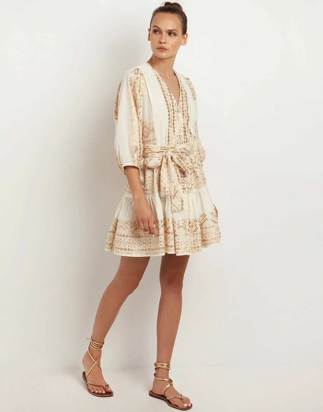 Classic Triangle Mini Dress - Natural and Gold