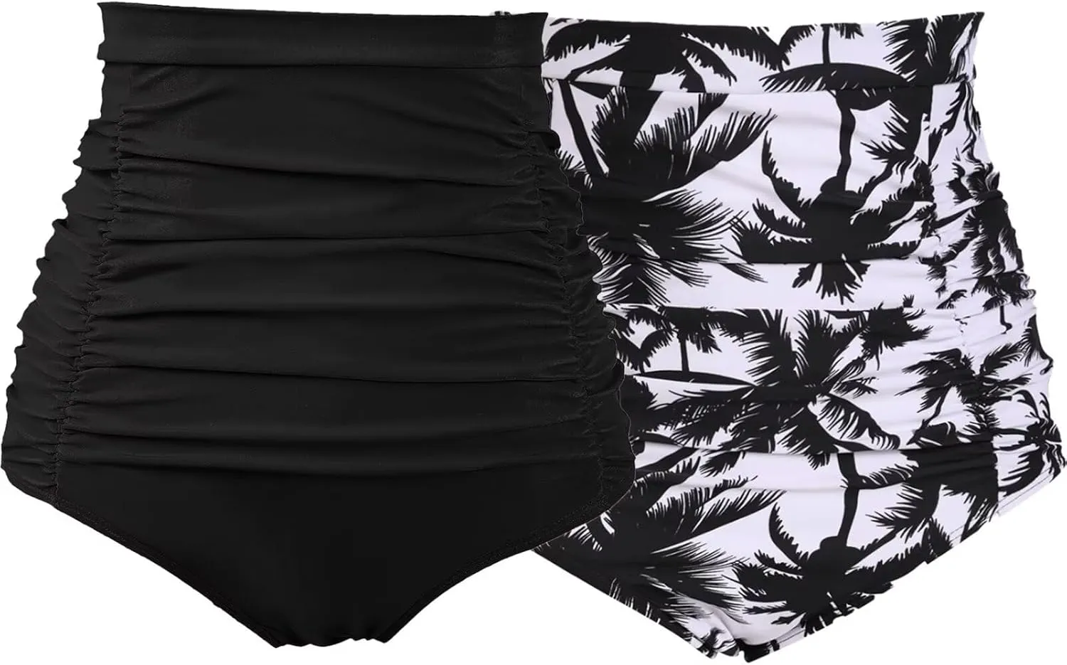 COCOPEAR Women's Ruched High Waisted Bikini Bottom Retro Vintage Swim Short Tankinis