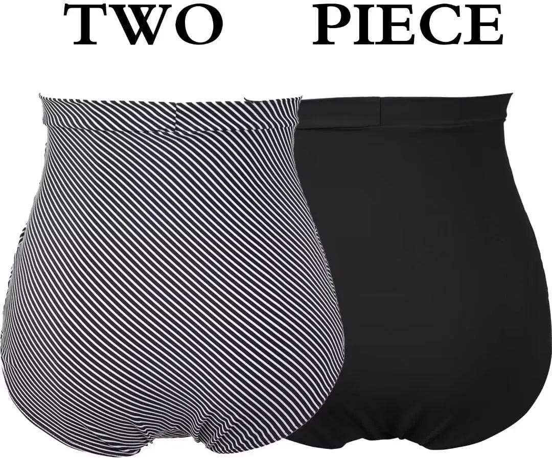COCOPEAR Women's Ruched High Waisted Bikini Bottom Retro Vintage Swim Short Tankinis