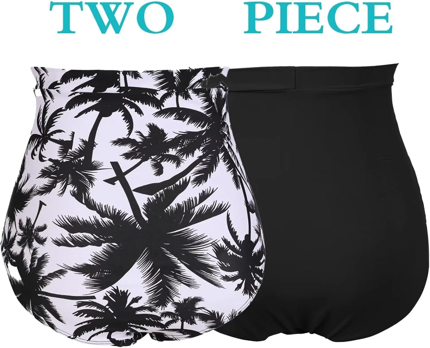 COCOPEAR Women's Ruched High Waisted Bikini Bottom Retro Vintage Swim Short Tankinis