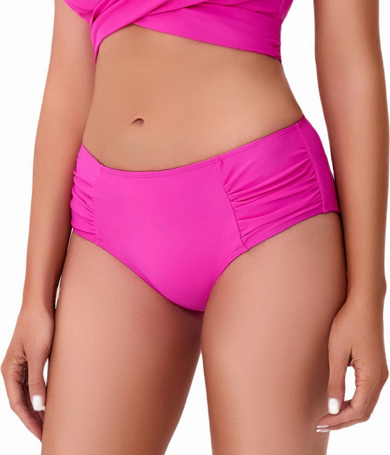 COCOPEAR Full Coverage Bikini Bottoms for Women Mid Rise Bathing Suit Bottoms for Women Ruched Tummy Control Swim Bottoms