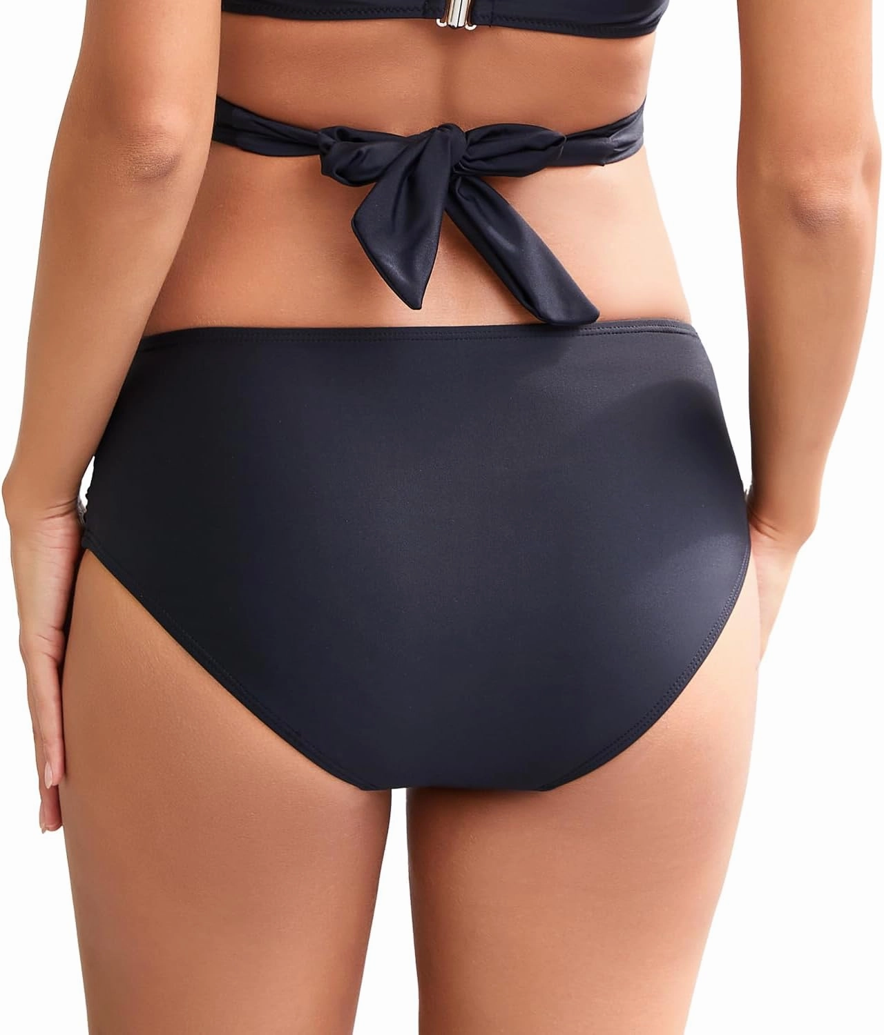 COCOPEAR Full Coverage Bikini Bottoms for Women Mid Rise Bathing Suit Bottoms for Women Ruched Tummy Control Swim Bottoms