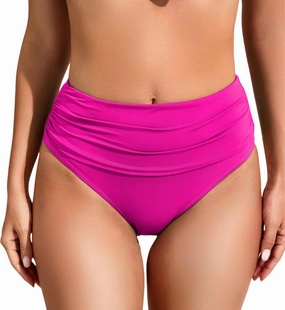 COCOPEAR Vintage High Waisted Bikini Bottoms for Women Ruched Full Coverage Bikini Bottom Tummy Control Swim Bottoms