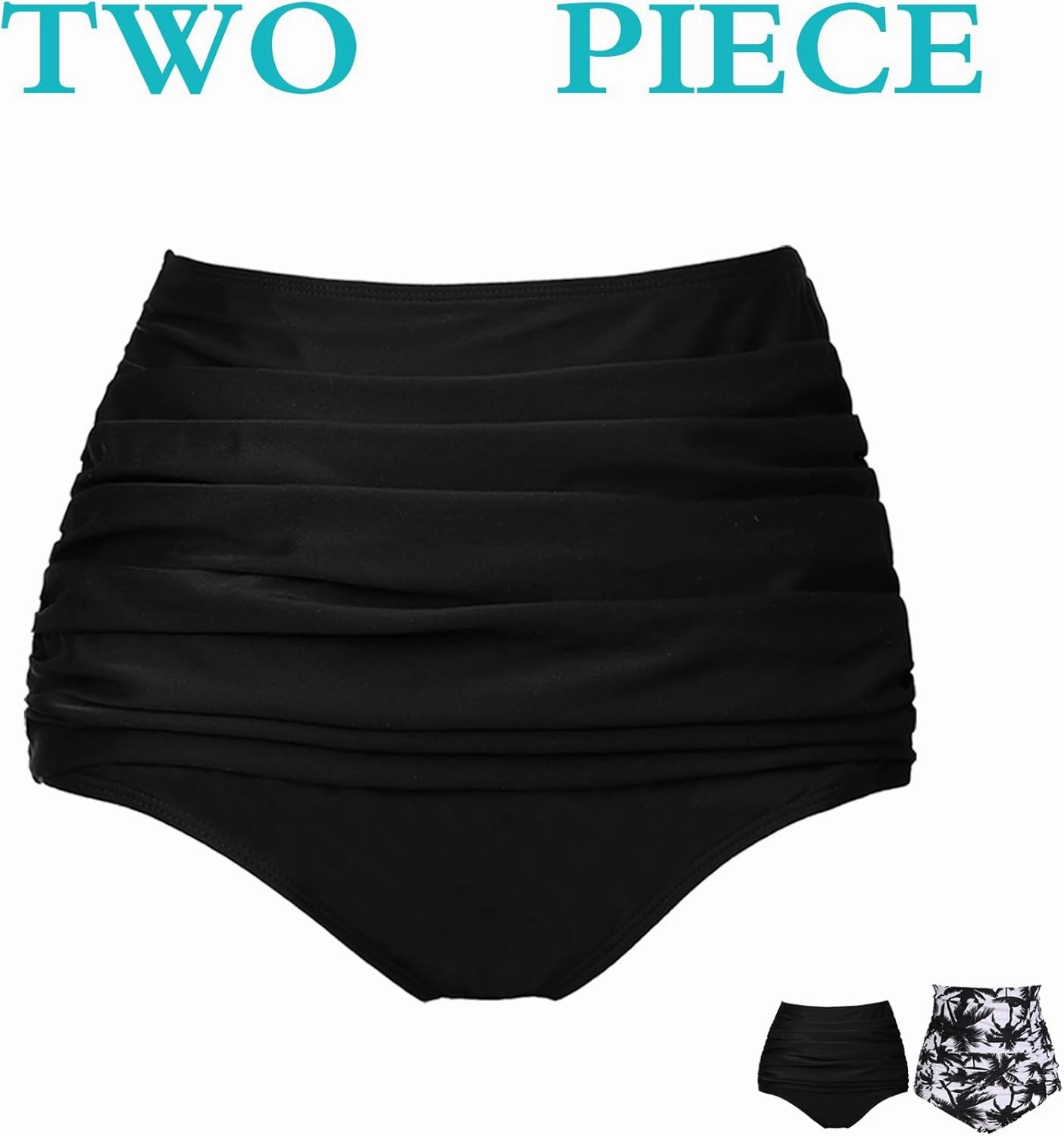 COCOPEAR Women's High Waisted Full Coverage Bikini Bottom Ruched Bathing Suit Bottoms for Women Tummy Control Swim Bottoms