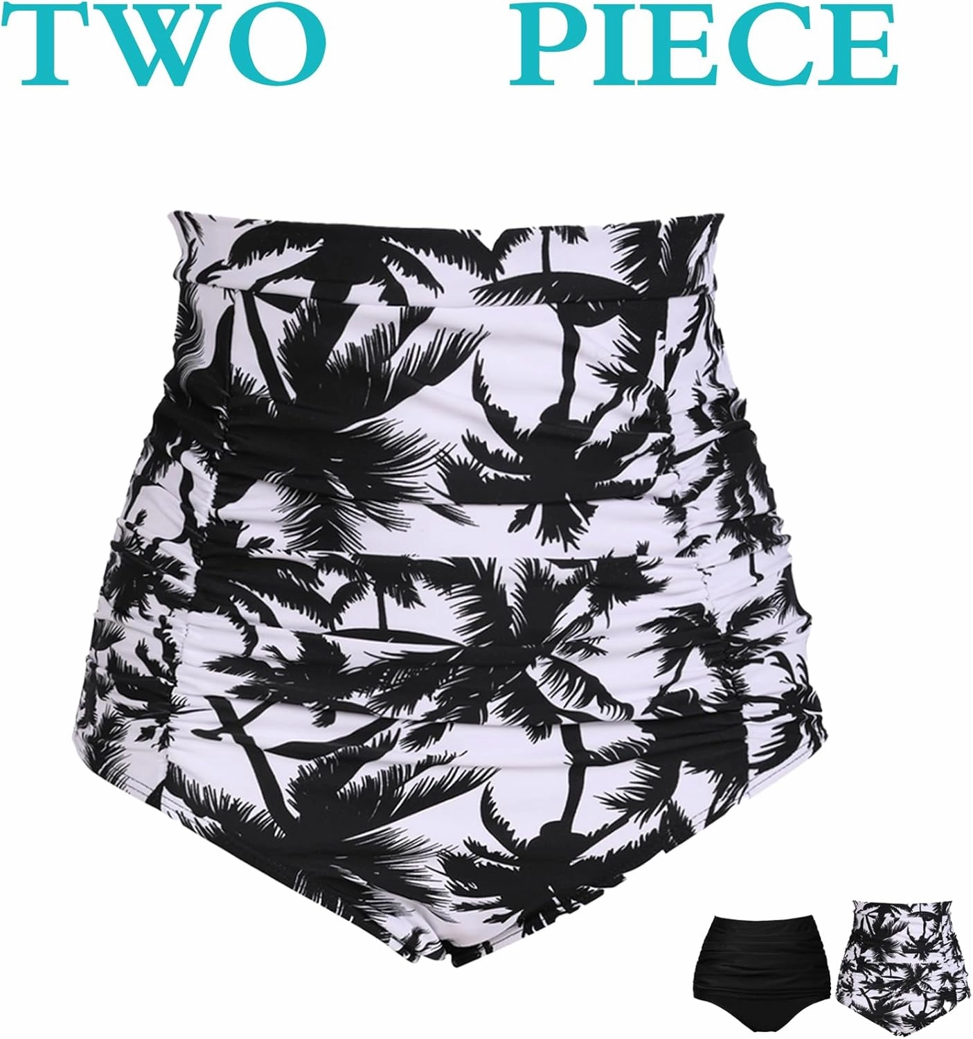 COCOPEAR Women's High Waisted Full Coverage Bikini Bottom Ruched Bathing Suit Bottoms for Women Tummy Control Swim Bottoms