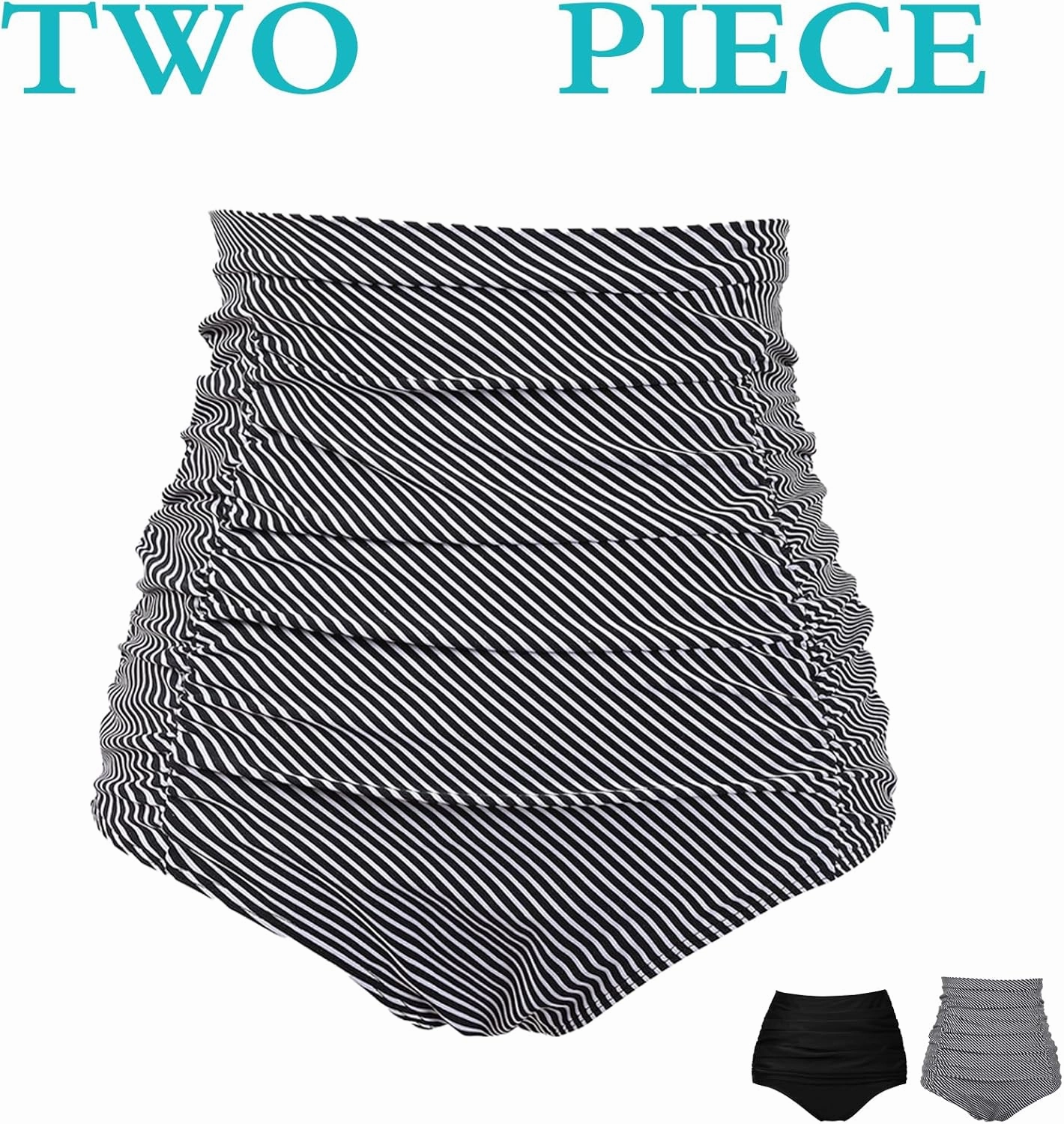 COCOPEAR Women's High Waisted Full Coverage Bikini Bottom Ruched Bathing Suit Bottoms for Women Tummy Control Swim Bottoms