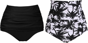 COCOPEAR Women's High Waisted Full Coverage Bikini Bottom Ruched Bathing Suit Bottoms for Women Tummy Control Swim Bottoms