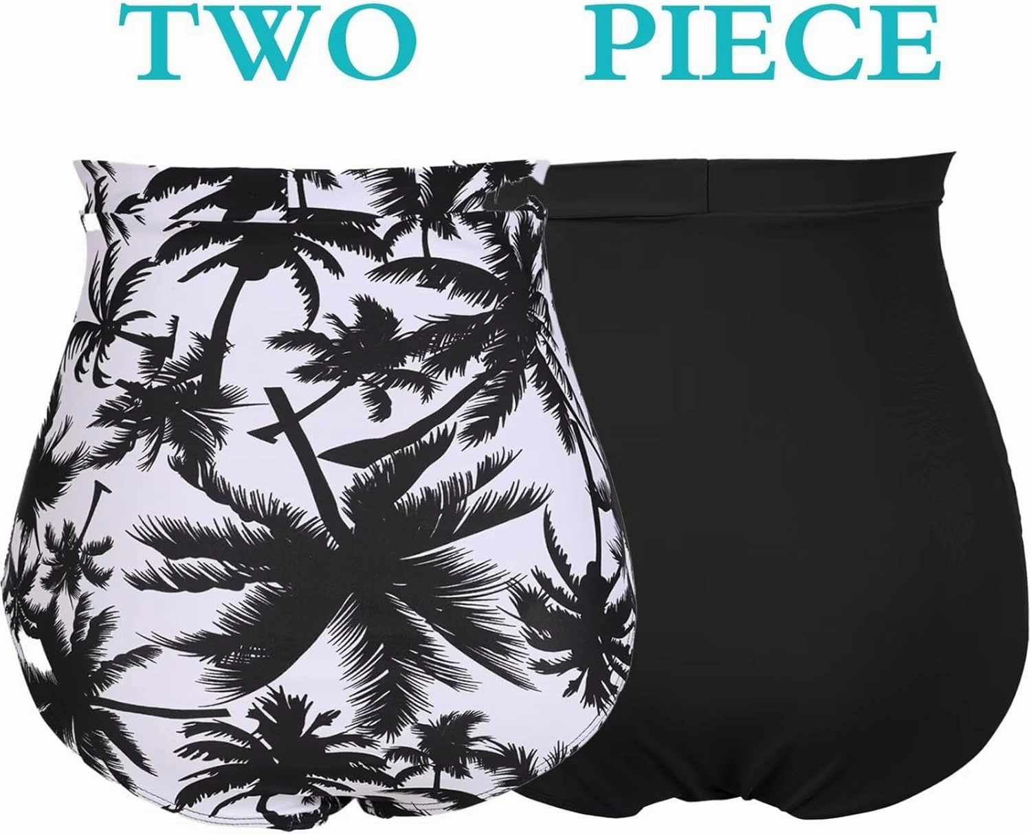 COCOPEAR Women's Ruched High Waisted Bikini Bottom Retro Vintage Swim Short Tankinis